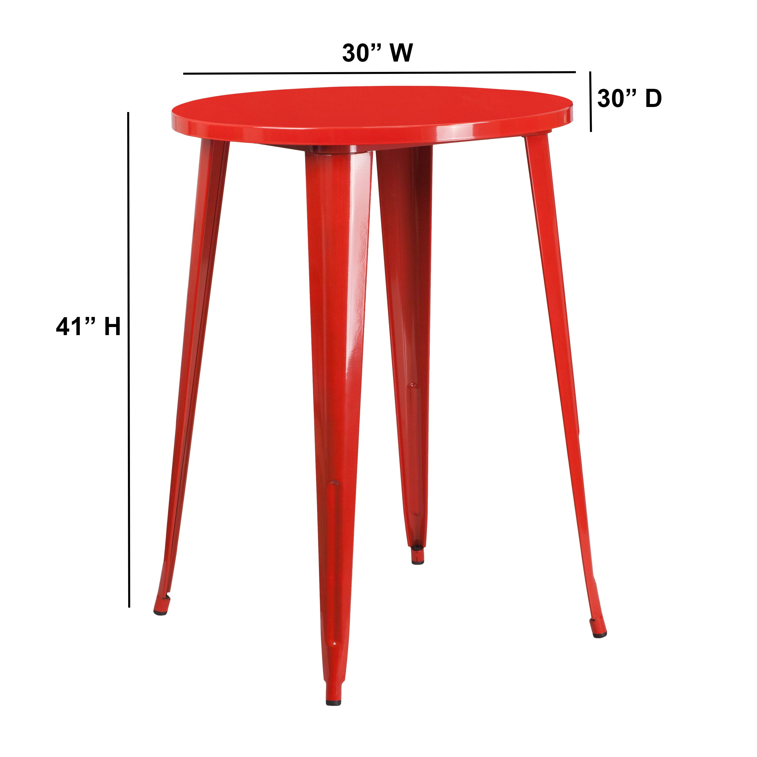 Flash Furniture Commercial Grade 30" Round Red Metal Indoor-Outdoor Bar Height Table - Image 2