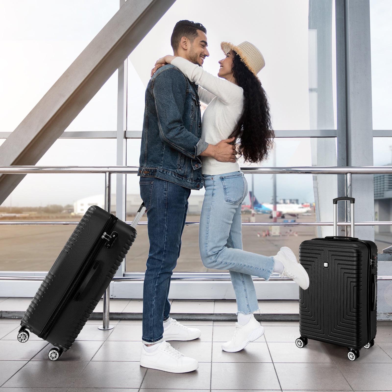 COBIZI 3 Piece Hardshell Luggage Set, Lightweight Suitcase with TSA Lock Spinner Wheels, 20/24/28 in, Black - Image 6