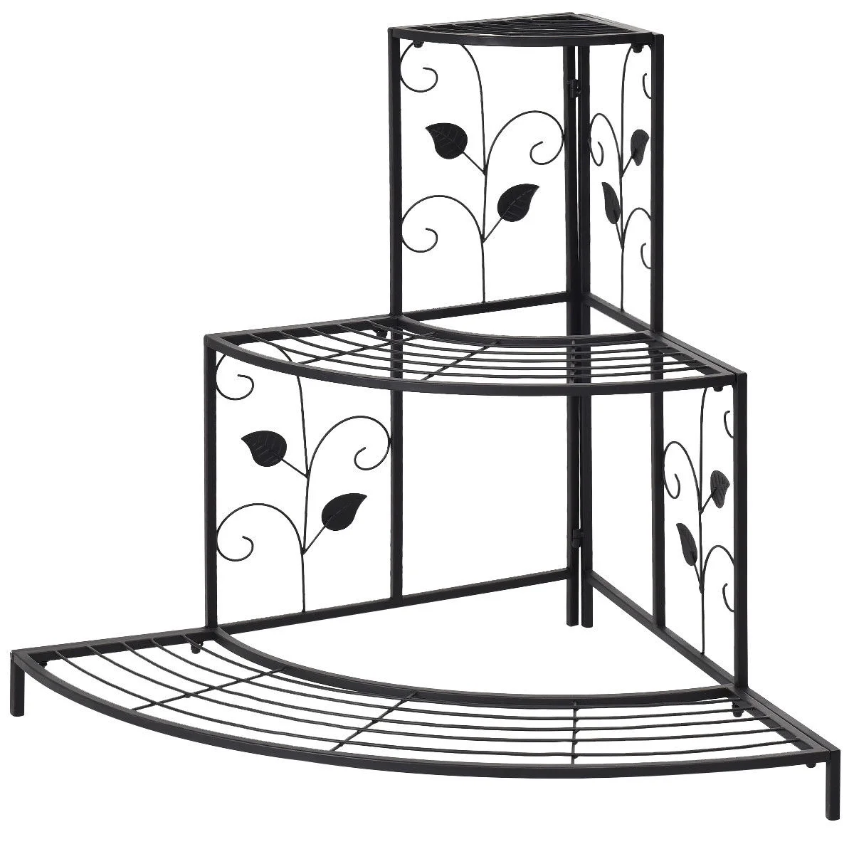 Costway 3 Tier Floral Corner Plant Stand Metal Flower Pot Rack Stair Display Ladder - Image 5