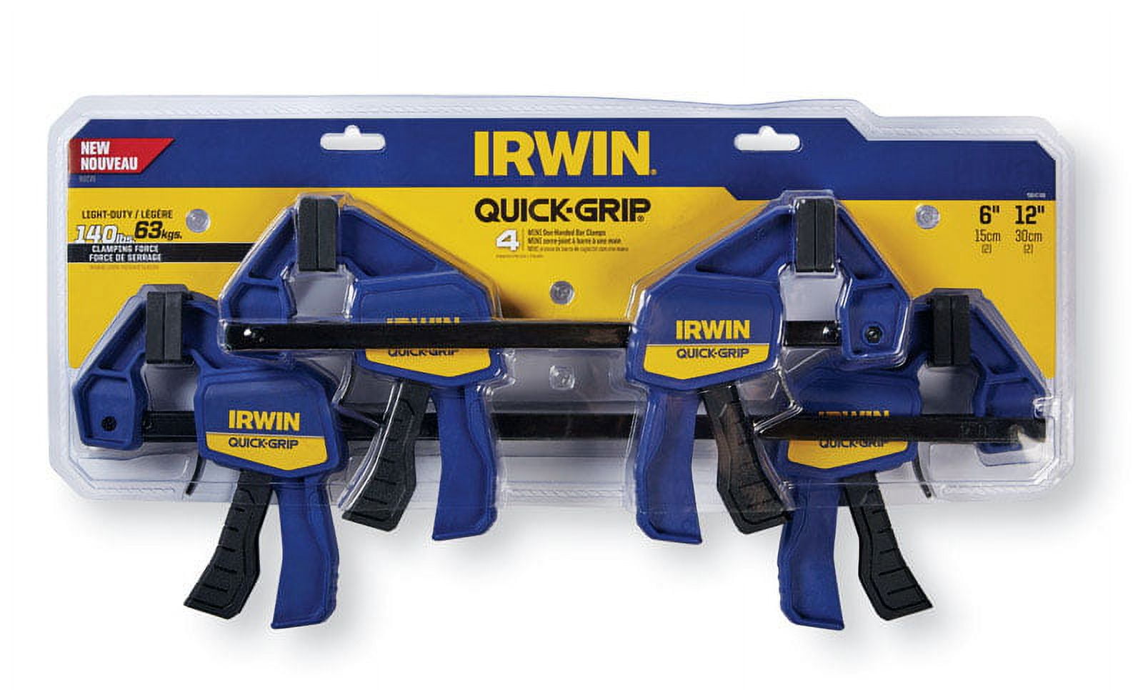 Irwin Quick-Grip 6 and 12 in. x 3 in. D Resin Quick-Release Bar Clamp 140 lb. 4 pc. - Image 2