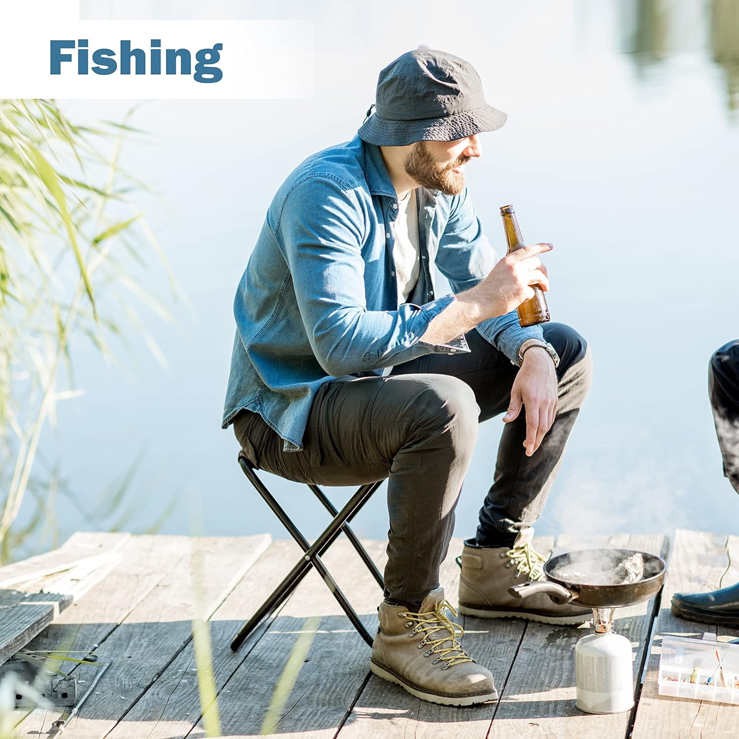 VINAUO Folding Camping Stool , Portable Camping Chair,Lightweight Camping Chairs for Adult Outdoor Fishing BBQ Hiking Black - Image 10