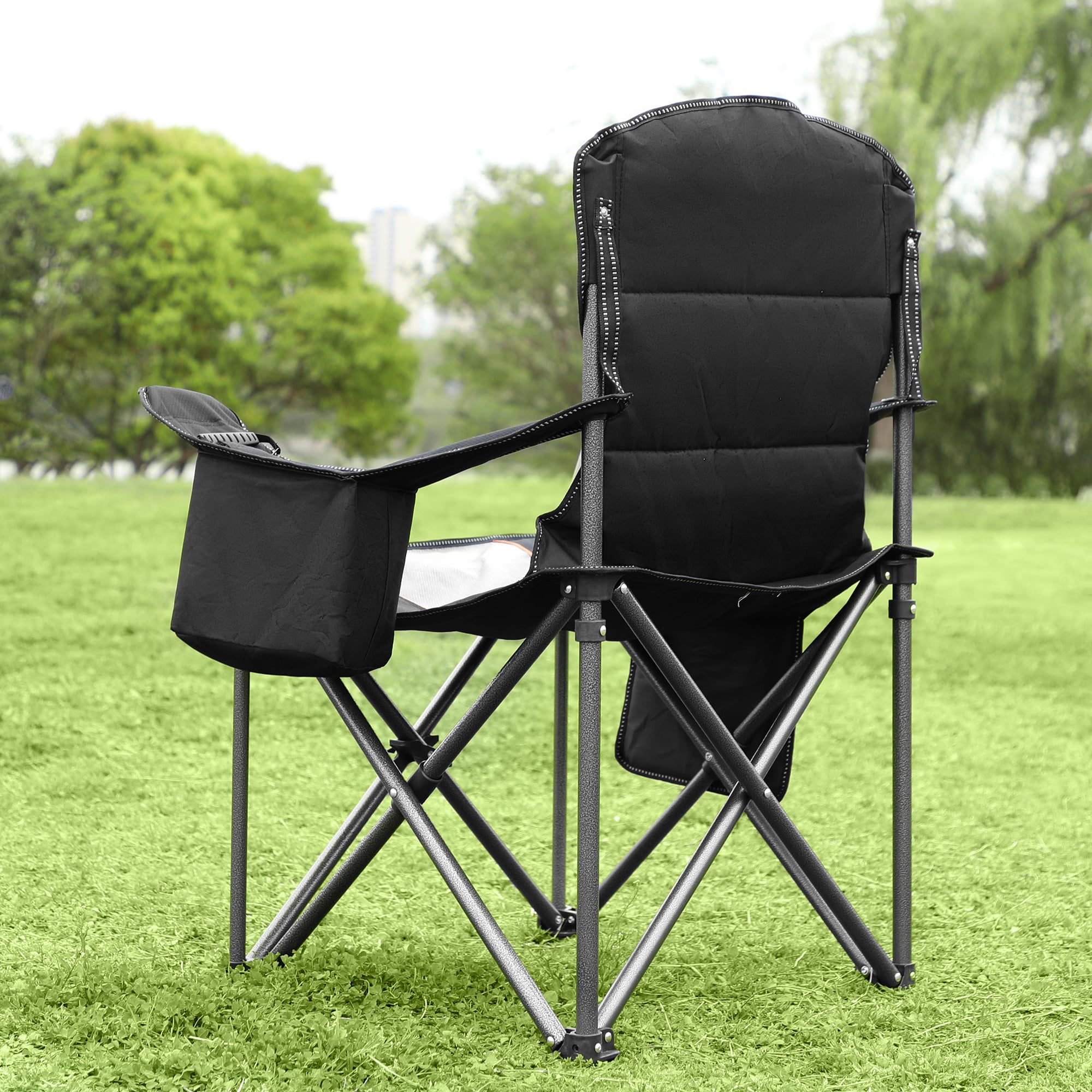 Summit Living Padded Camping Chair with Cooler Bag, Black - Image 11