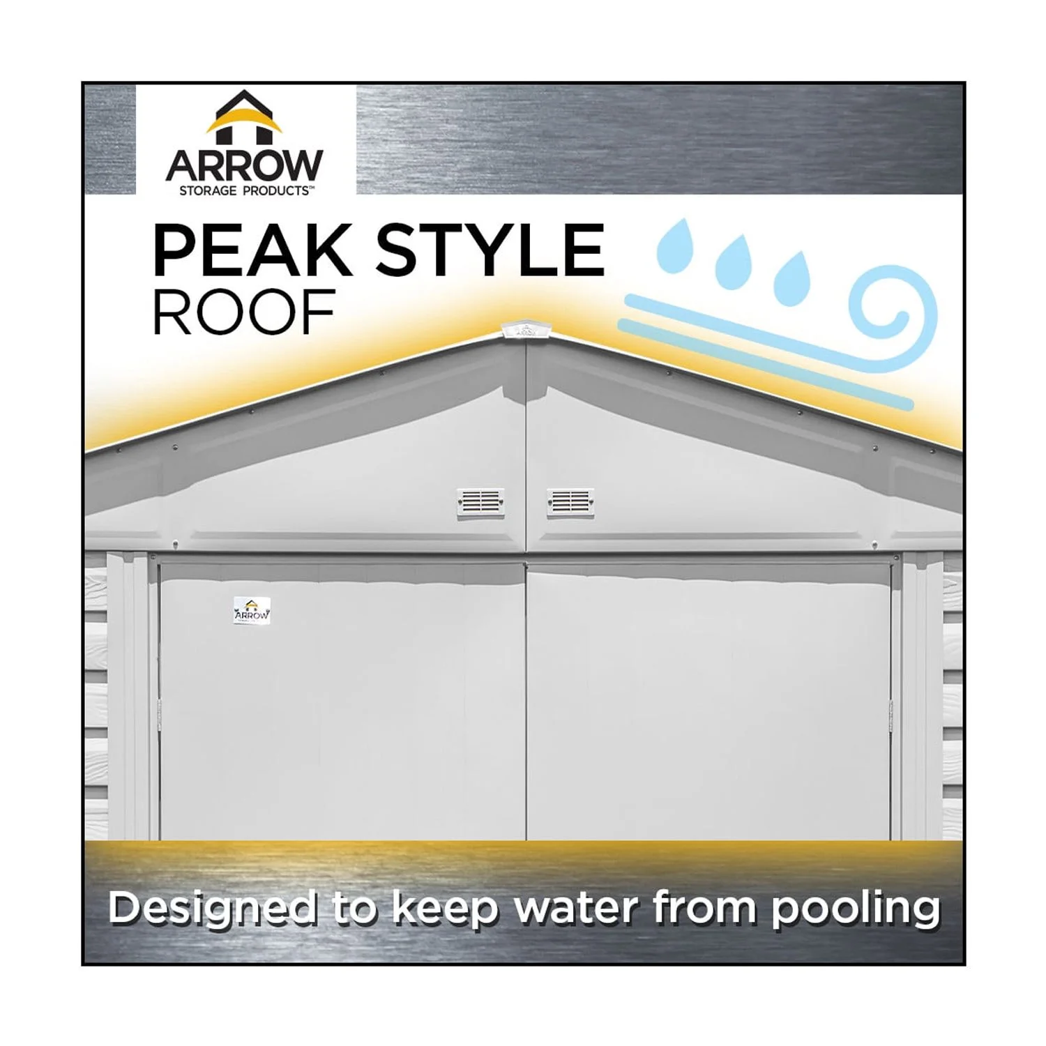 Arrow Select 6 x 7 x 7 ft Flute Grey Steel Storage Shed - Image 16