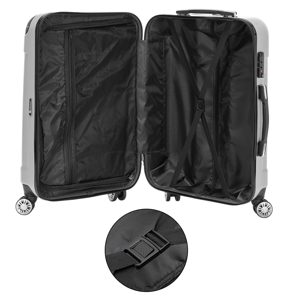 Ktaxon Luggage 3 Piece Sets, ABS Hardside Lightweight Suitcase with TSA Lock Spinner Wheels, 20in 24in 28in, Gray - Image 6
