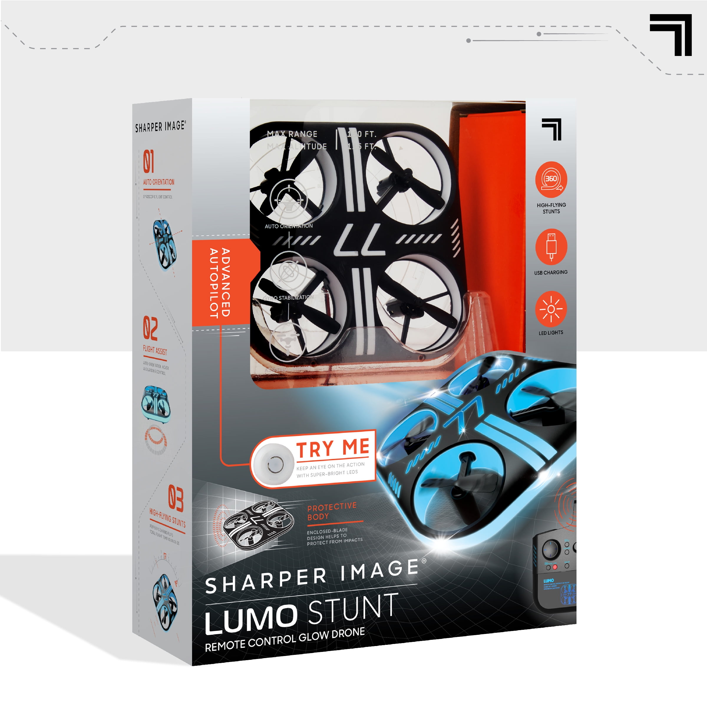 Sharper Image® Lumo Stunt Remote Control LED Glow Drone, Long Range Wireless Control, 3 Light Modes - Image 4