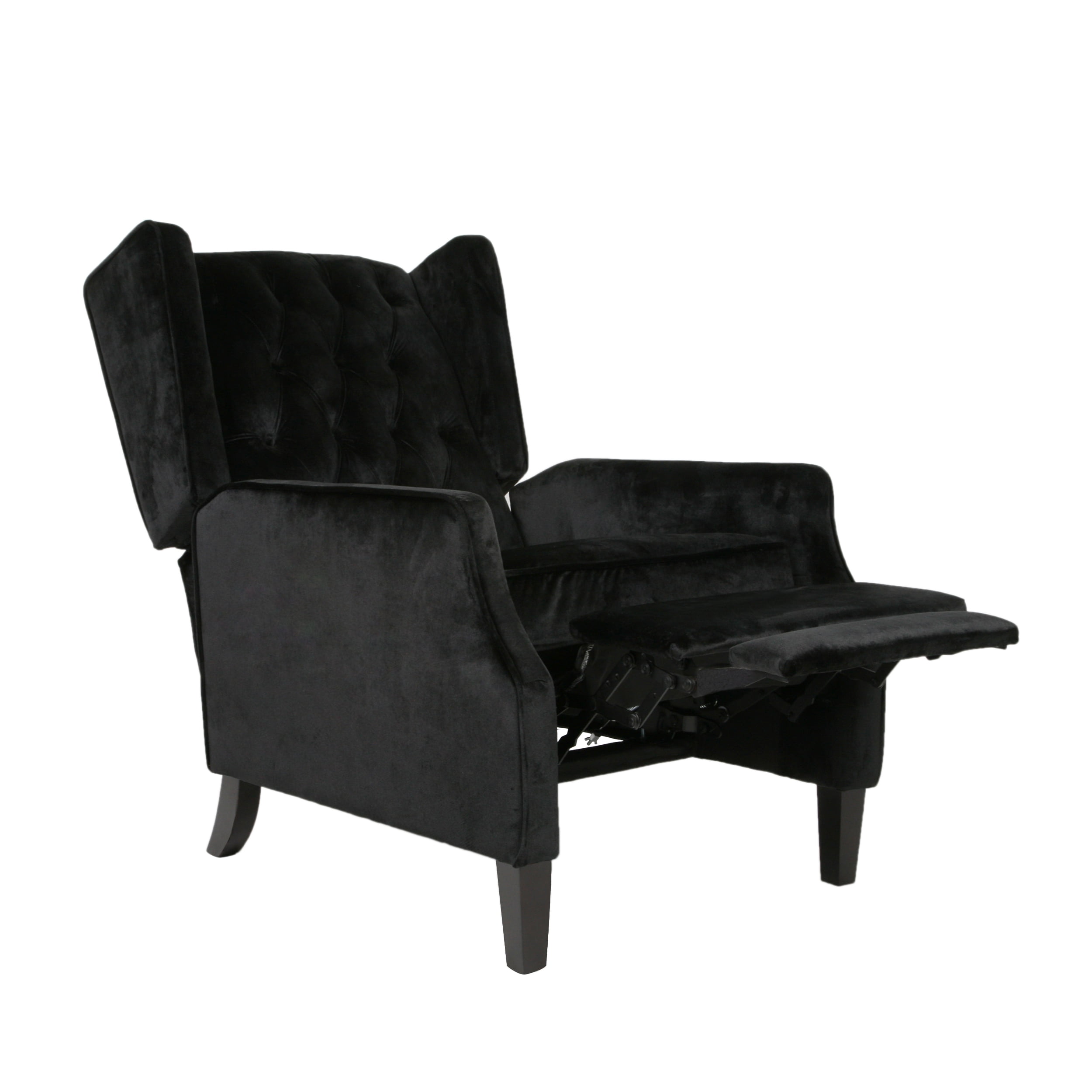 Noble House Zakyiah Standard Velvet Wingback Recliner, Black - Image 4