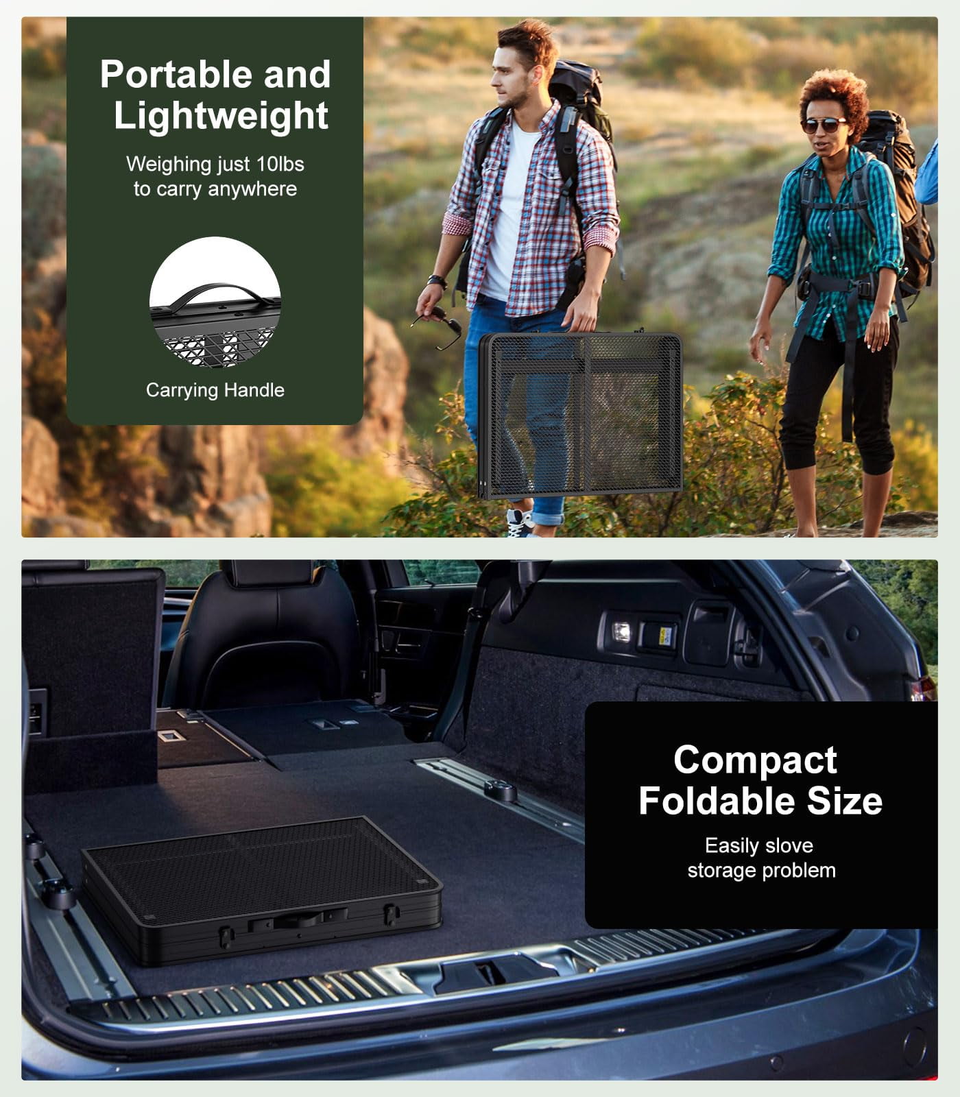 Raynesys Foldable Grill Table with Mesh Desktop,200lbs 3Ft Height Adjustable Portable Camping Table for Ourdoor Picnic BBQ Beach,Black - Image 4