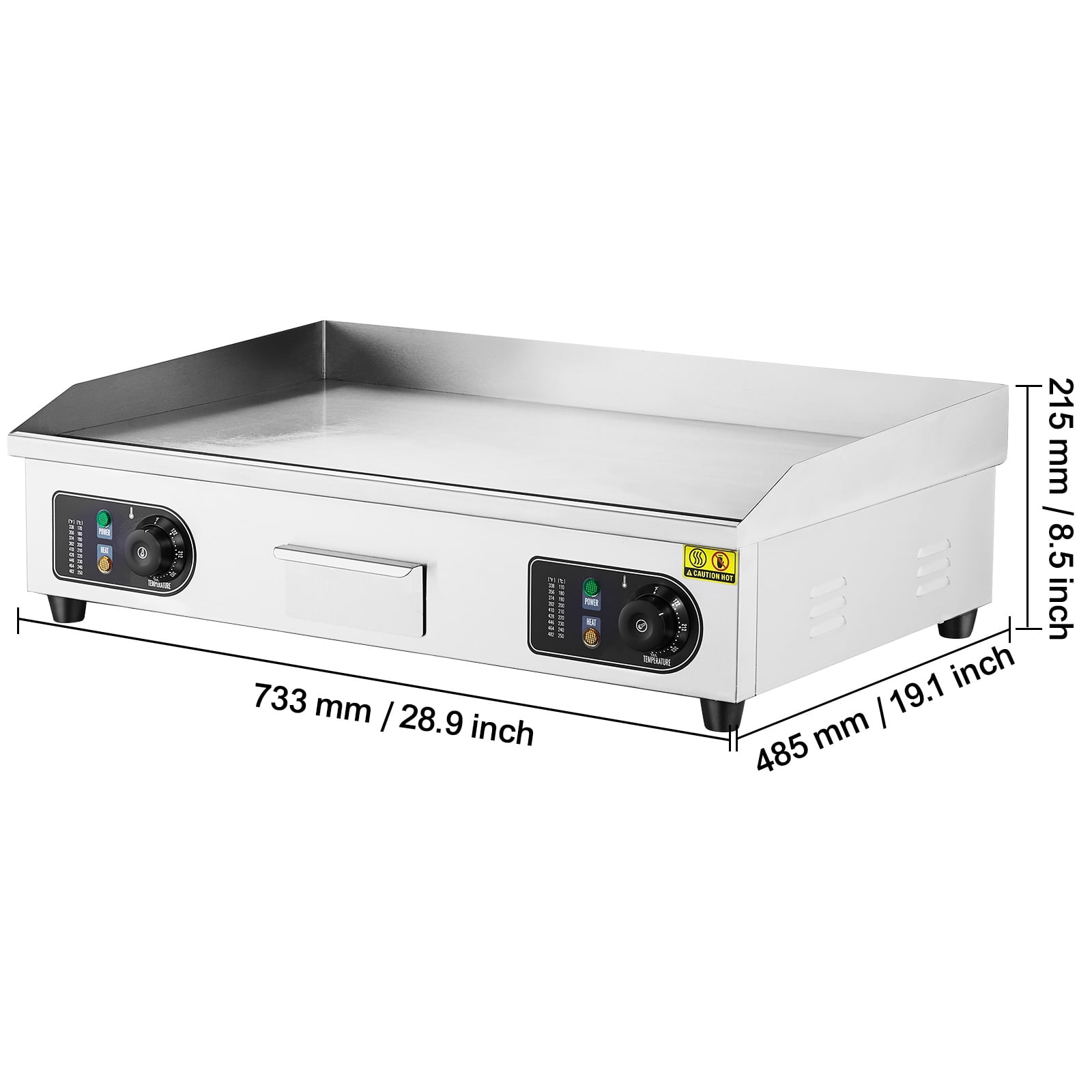 KFFKFF 30" Professional Electric Griddle, 2800W Tabletop Flat Grill, Temperature Range 122℉-572 ℉, Dimensions 28.74 x 15.75 x 0.39in, Stainless Steel Grill Including 2 Shovels and 2 Brushes - Image 9