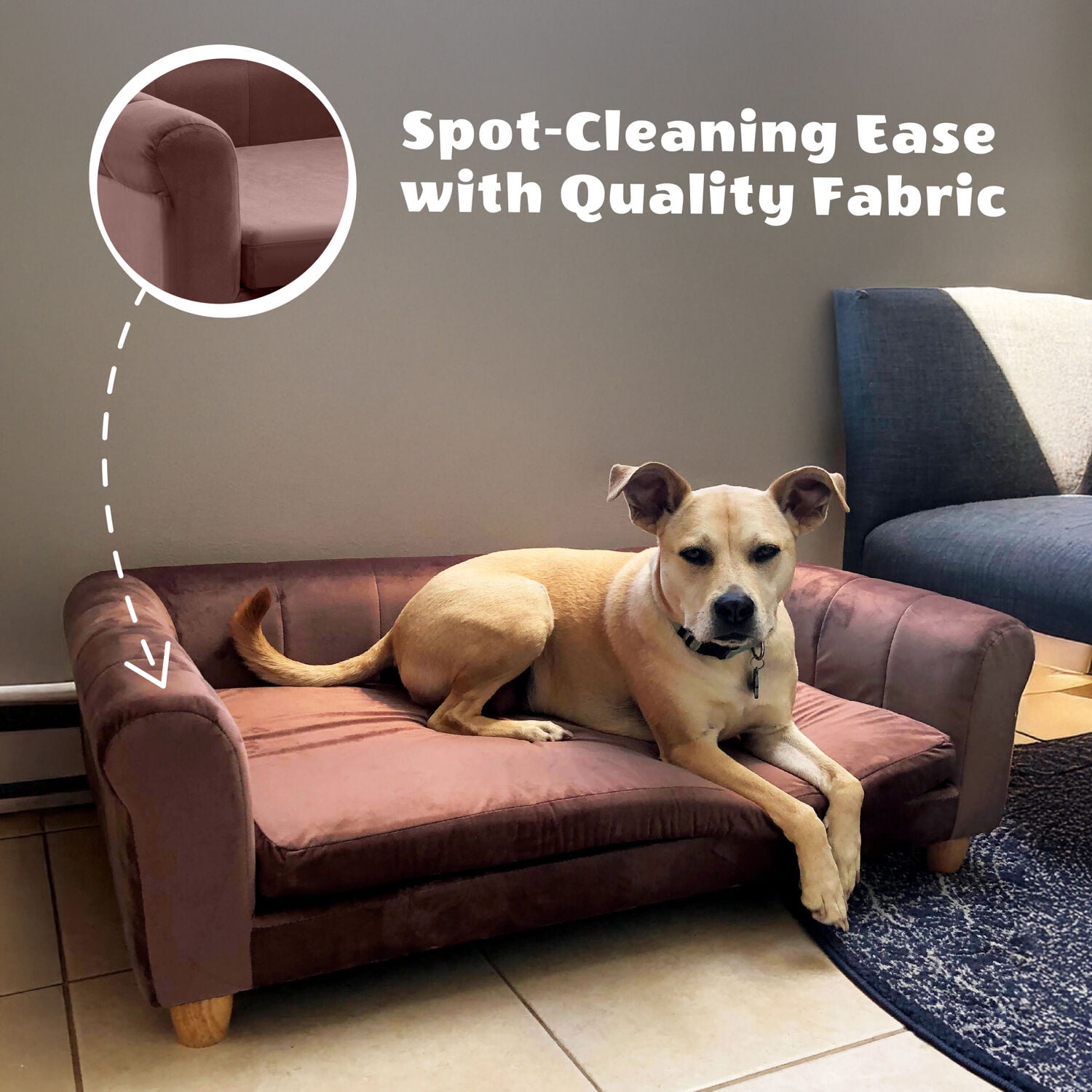 Critter Sitters 42-in. Elegant Brown Faux-Velvet Rectangle Dog Pet Bed - Image 19