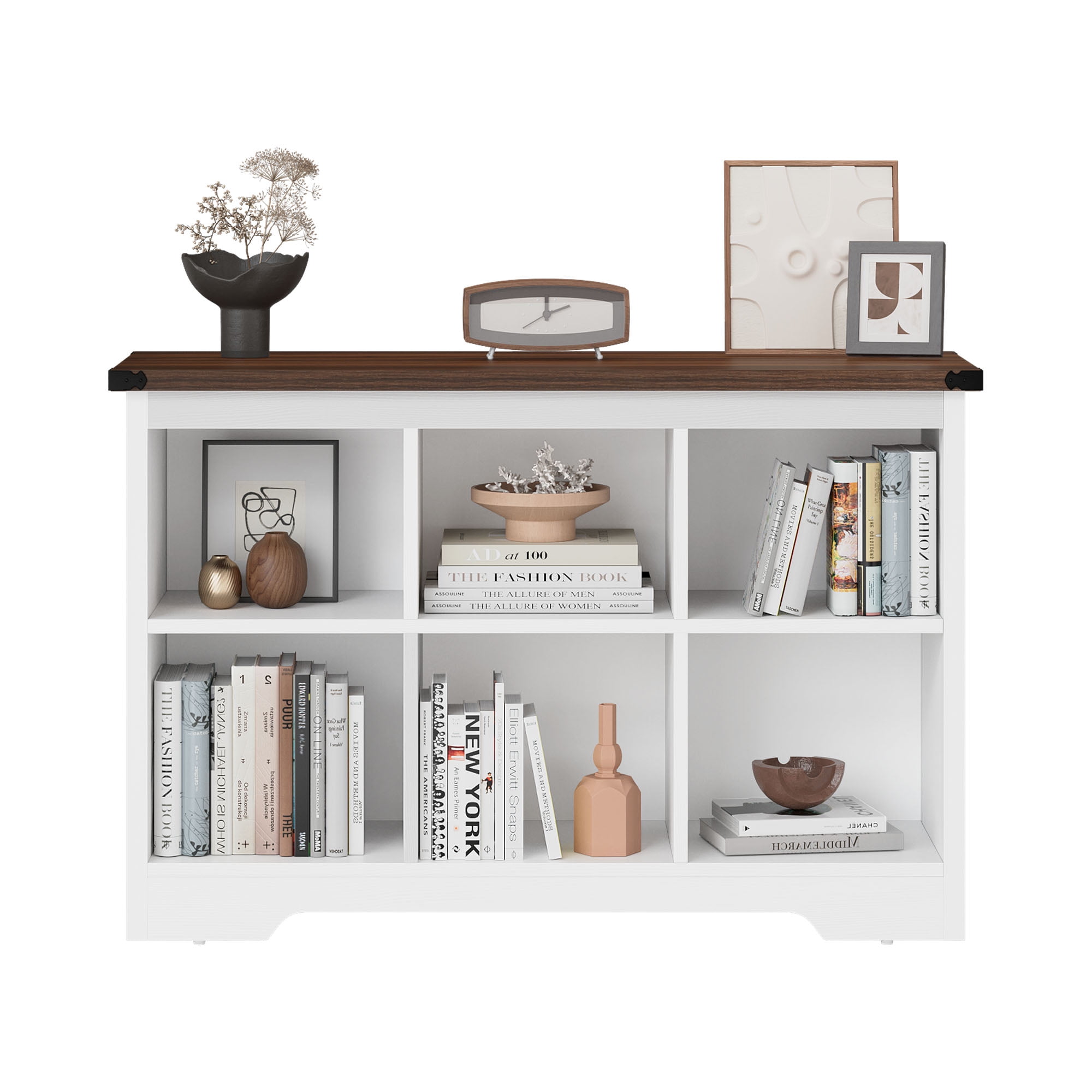 Uforic 6 Cube Organizer Bookcase, Farmhouse Cubby Bookshelf , Horizontal Open Shelf for Living Room, Bedroom, Home Office, White - Image 9