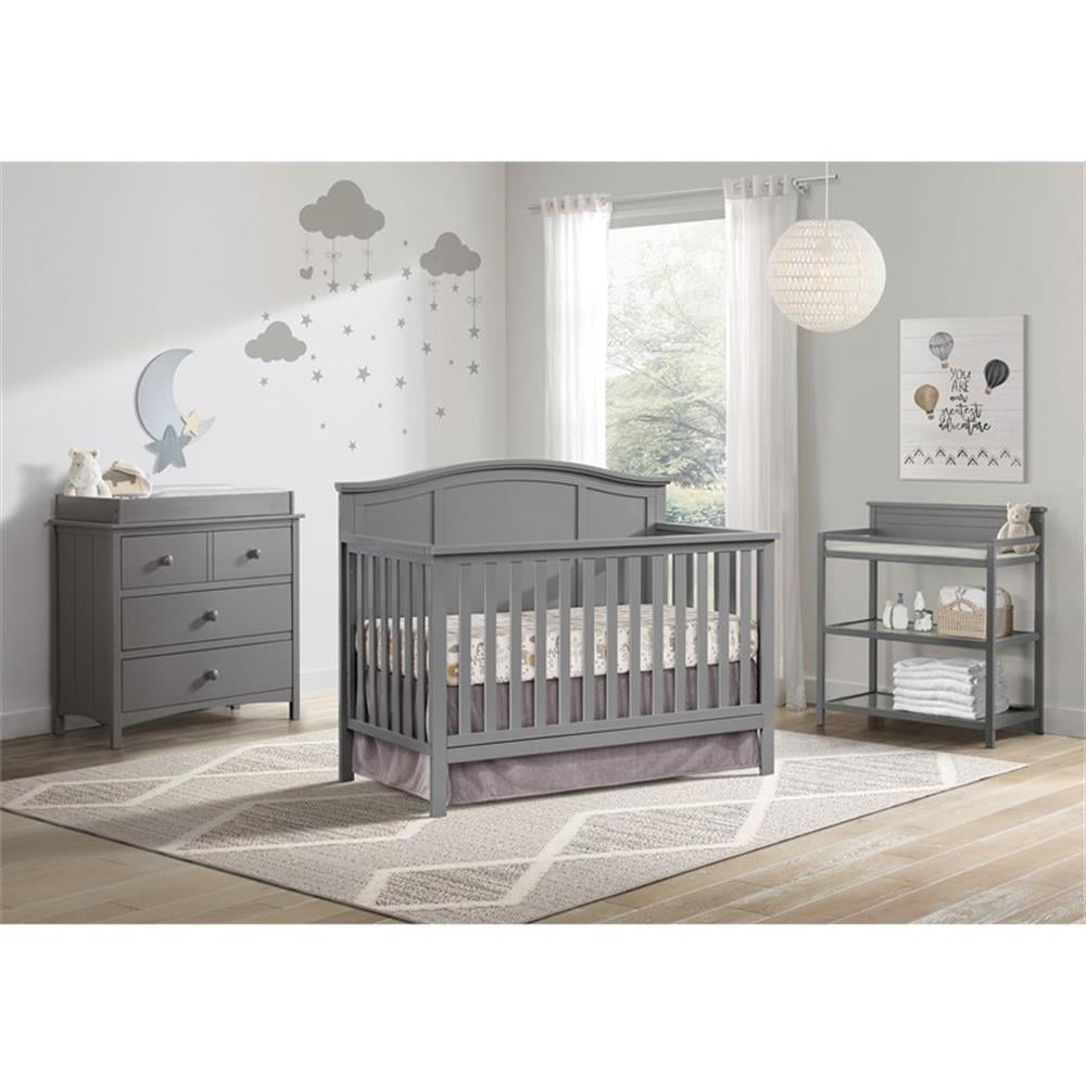 Oxford Baby Emerson 4-in-1 Convertible Crib, Dove Gray, GREENGUARD Gold Certified, Wooden Crib - Image 2
