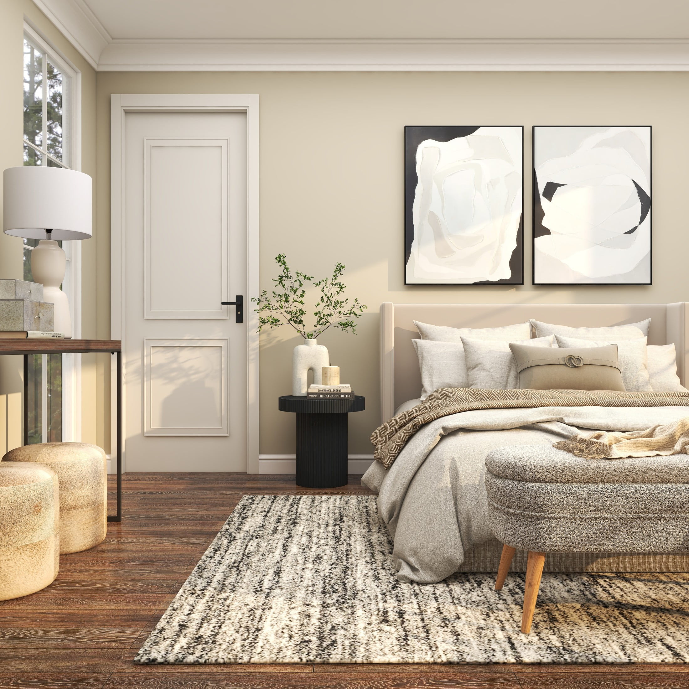 DecMode 20" x 20" Black Wooden Dimensional Ribbed Accent Table, 1-Piece - Image 8