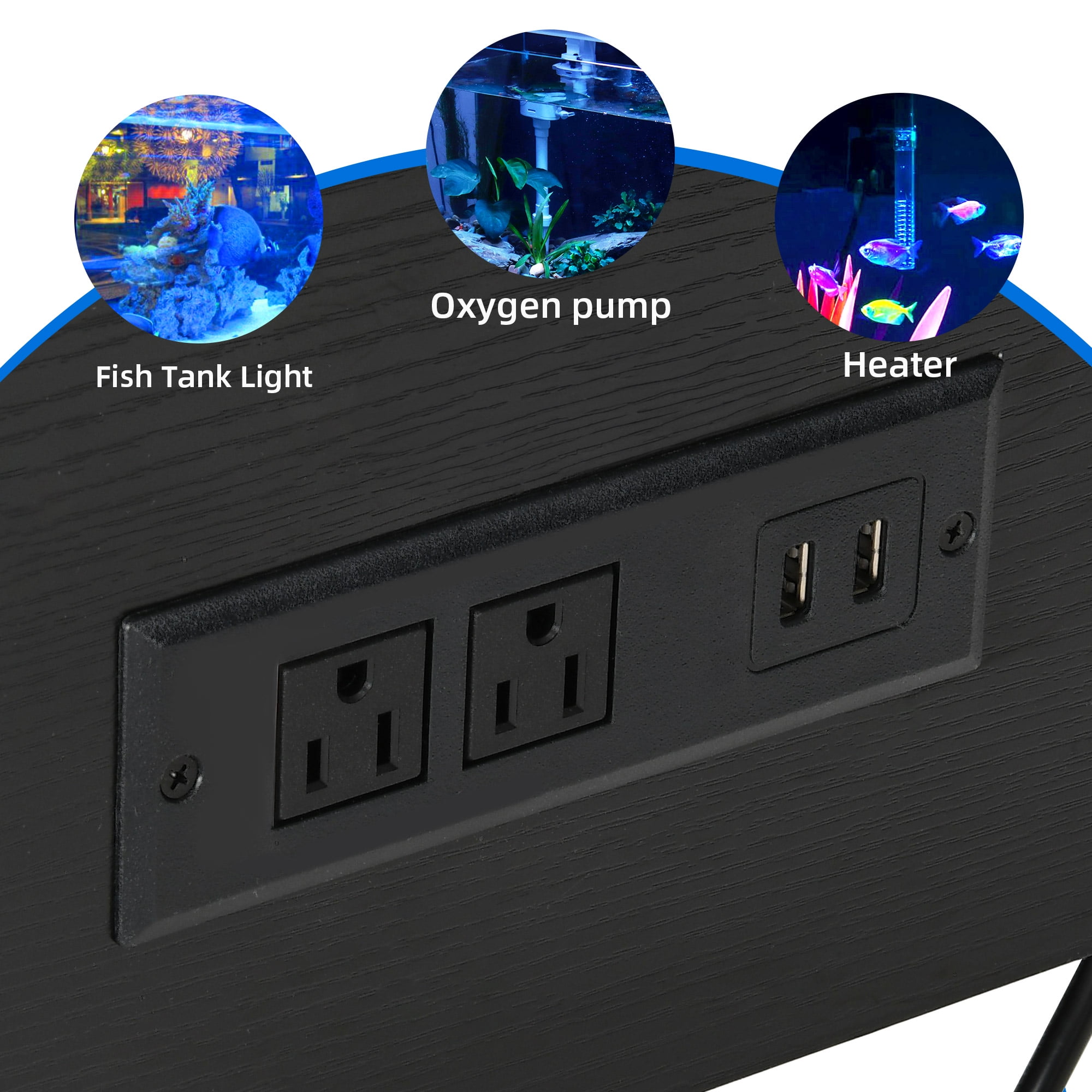 Uforic 40-50 Gallon Fish Tank, Aquarium Stand with Power Outlets and LED Light, 680LBS Capacity, Black - Image 7