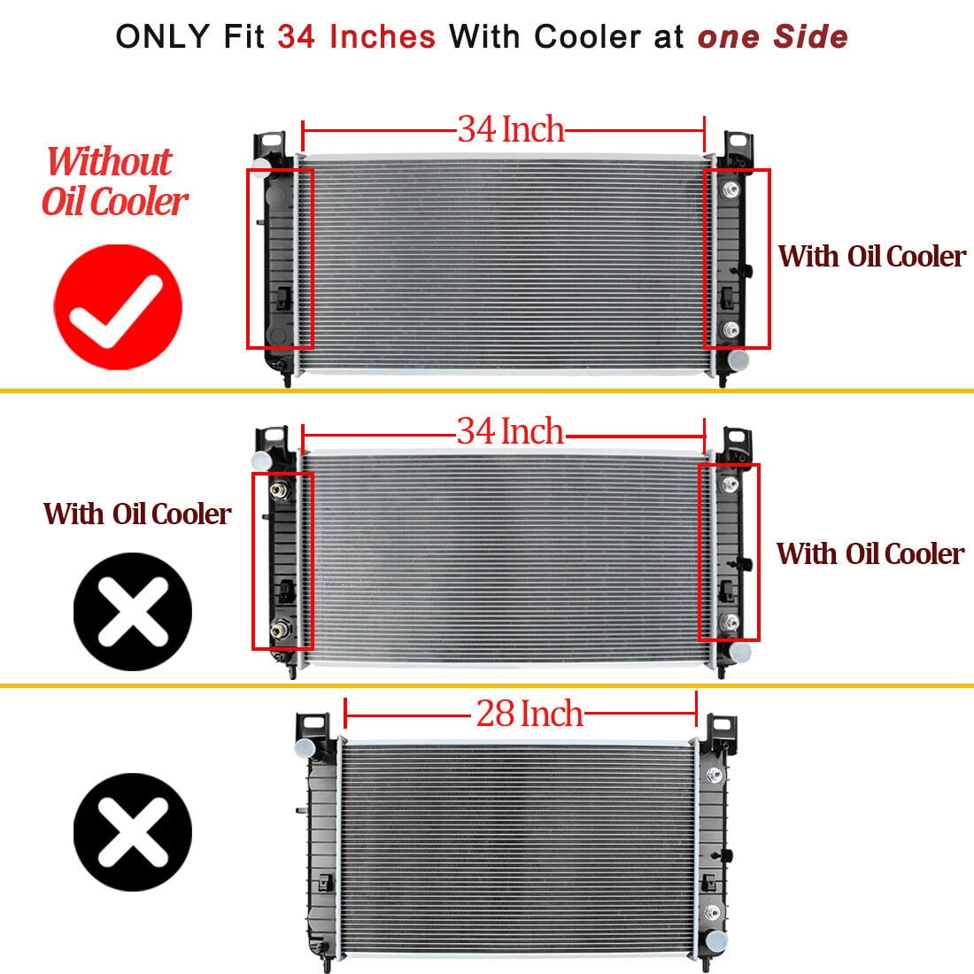 RVNI 34" Radiator for Chevy Silverado Suburban Tahoe Cadillac Avalanche Escalade GMC Yukon Sierra 4.8 5.3L 6.0L Fits select: 2008-2009 Chevrolet Silverado K1500 - Image 4