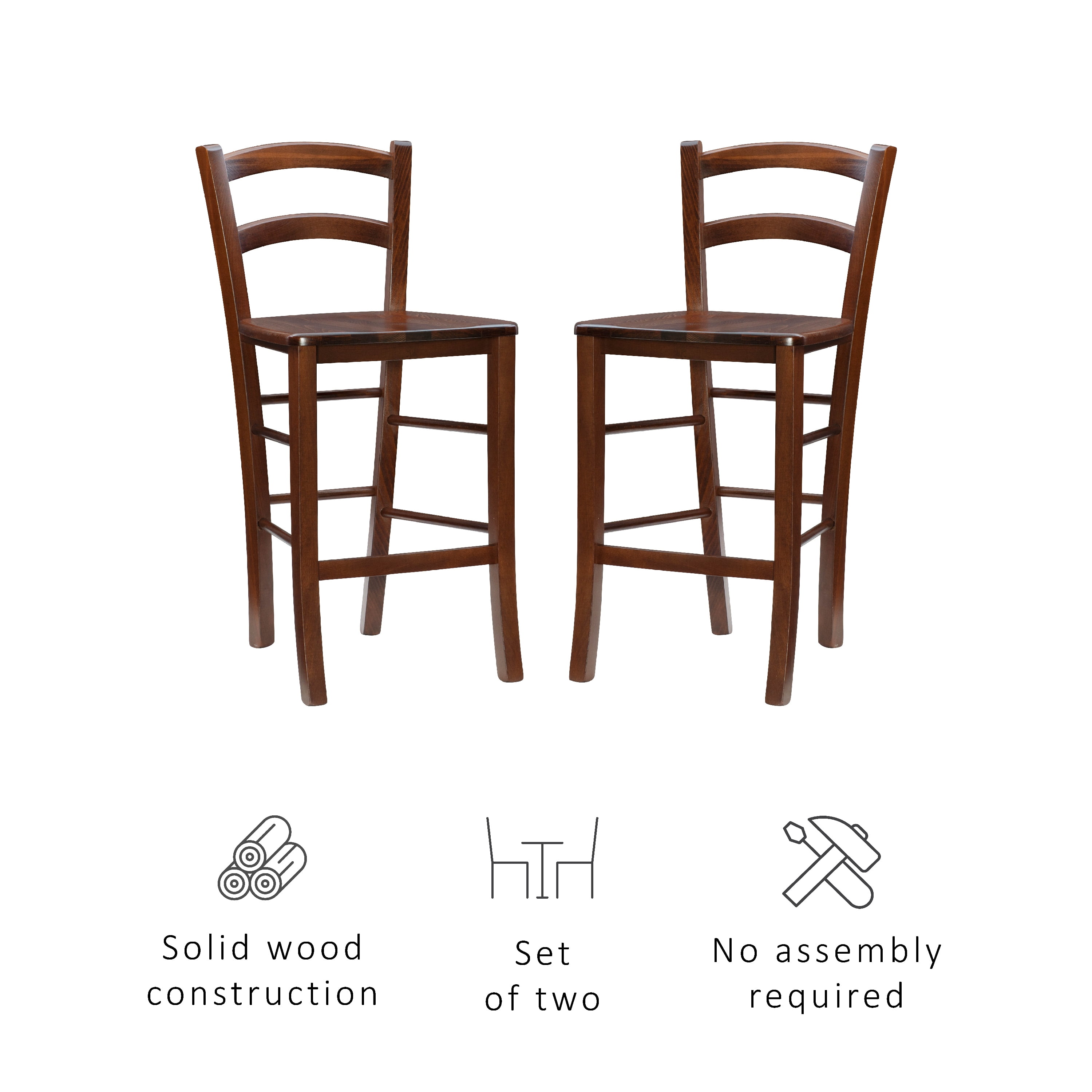 Linon Marica 24.5" Counter Stools, Dark Walnut Finish, Set of 2 - Image 5