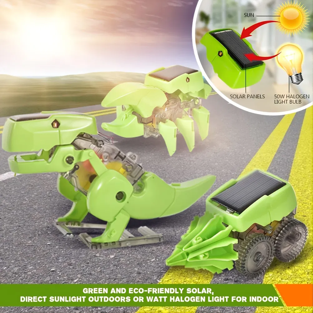 CEDQ Educational STEM Toys, 3-in-1 Solar Robot Dinosaur Kit, DIY STEM Dinosaur, Insect Unicorn, Drilling car Toys, Science Kit for Kids 8-12 Years Old Gifts, Build a Robot DIY Toys, Green - Image 7