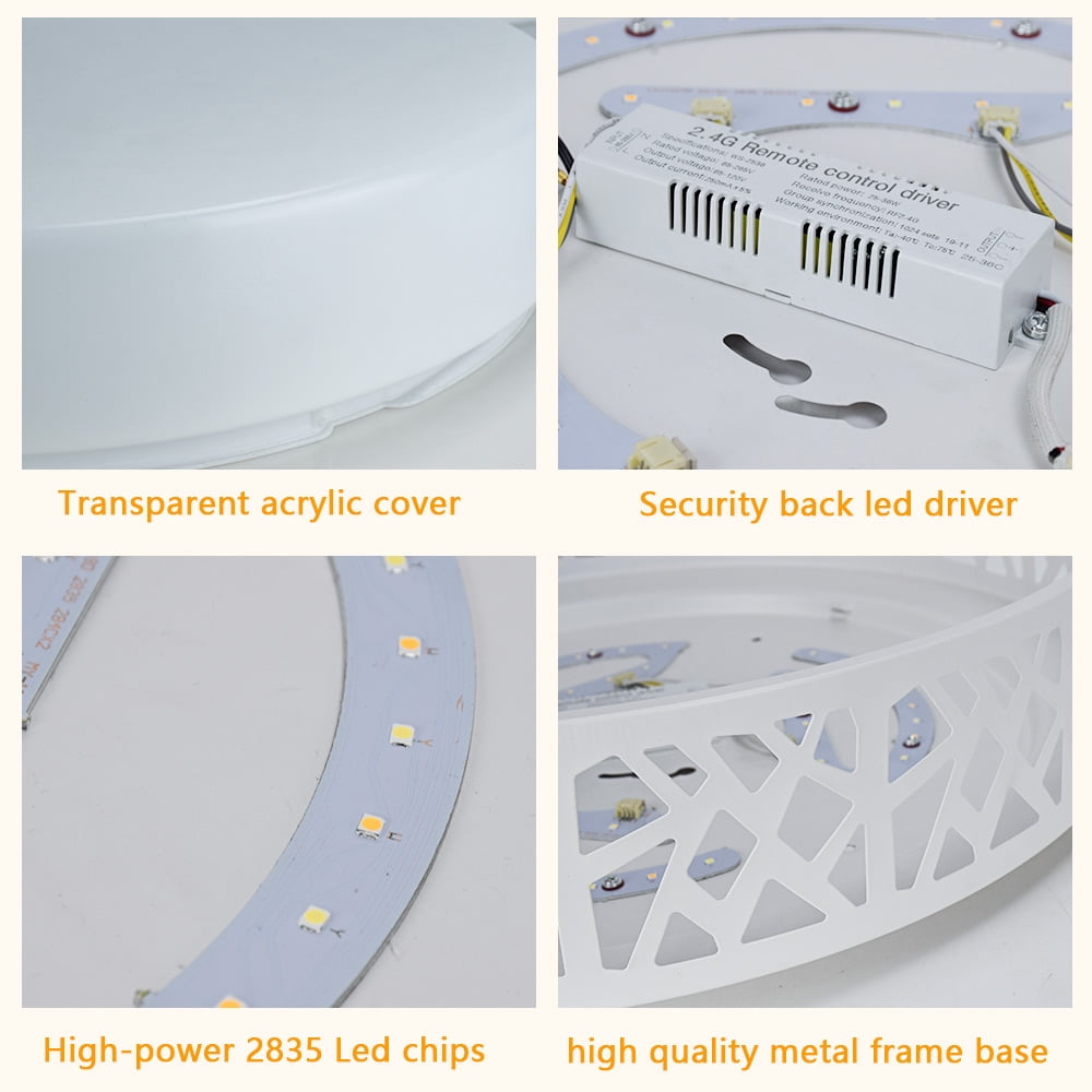 Depuley 18.5" Modern Flush Mount Ceiling Light with Remote White Ceiling Light for Dining Room Bedroom, 3 Color Changeable Timing - Image 2