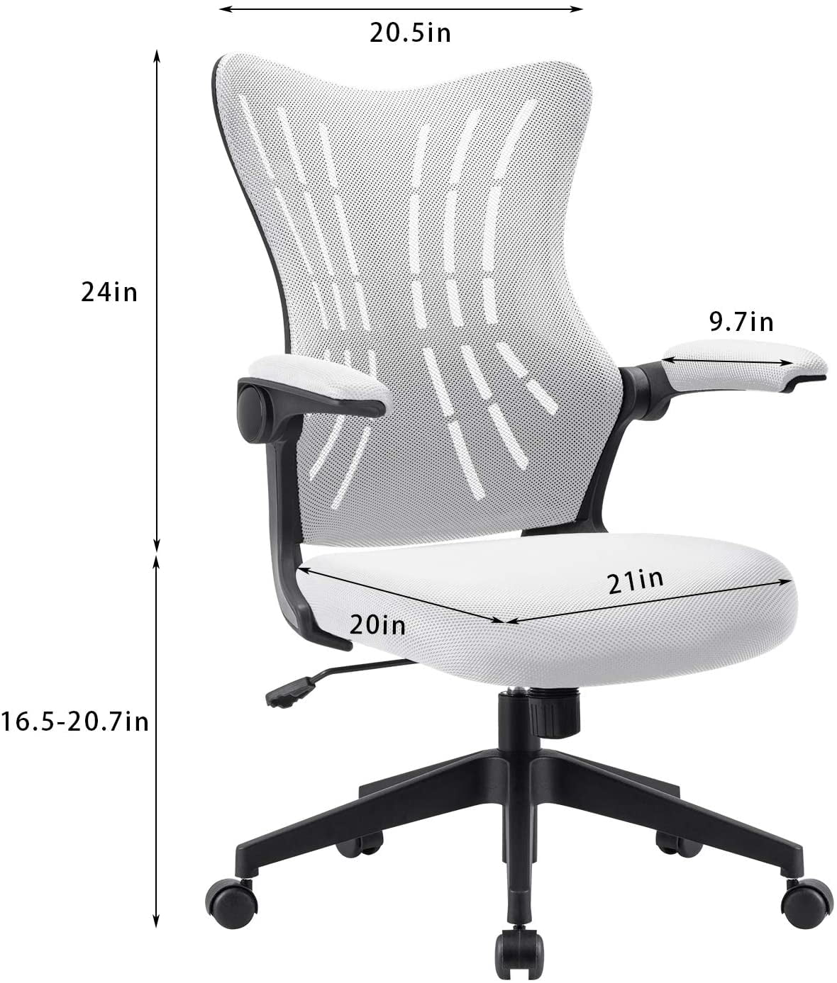 Lacoo Mid-Back Office Desk Chair Mesh Ergonomic Task Chair with Lumbar Support, White - Image 3