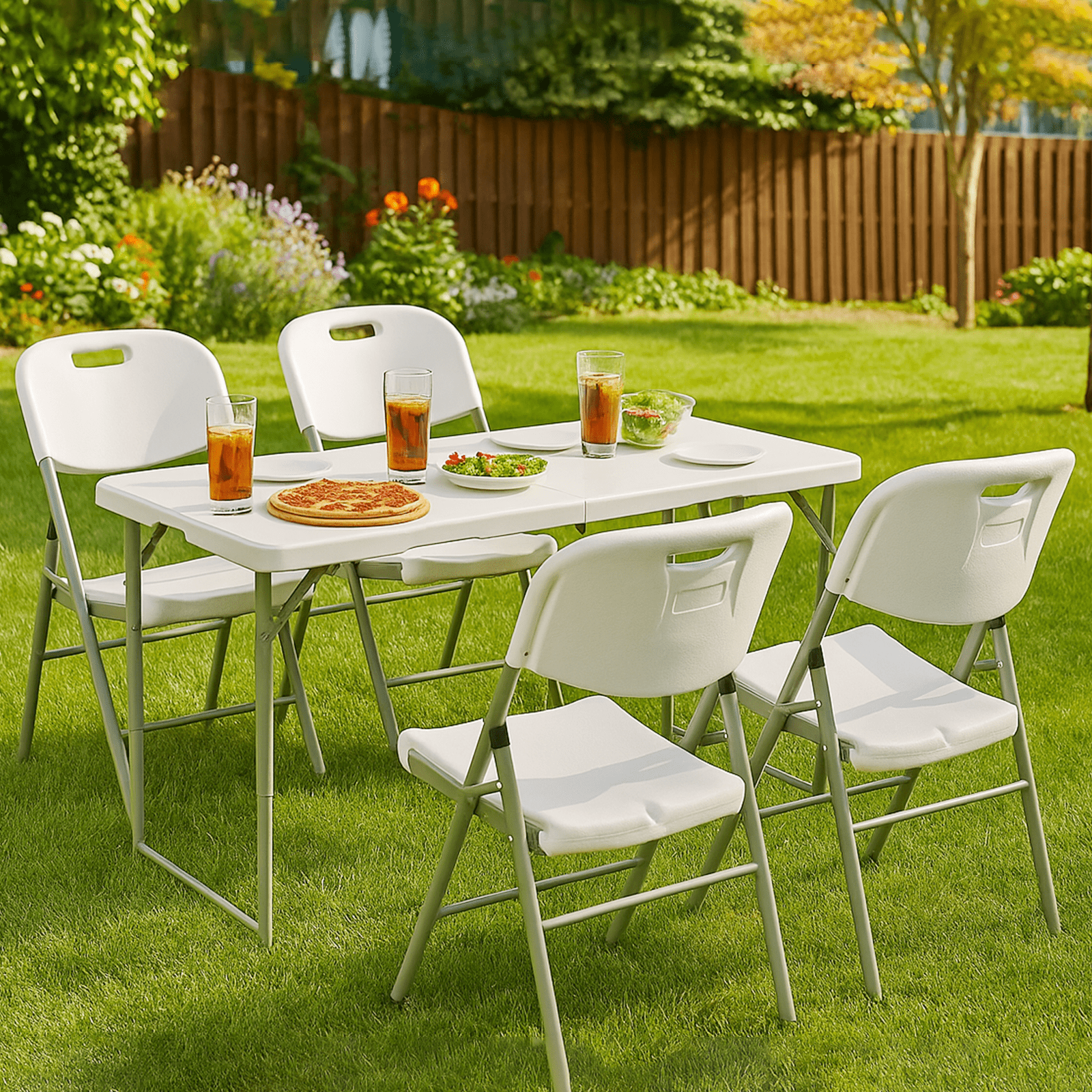 SUGIFT 4 Foot Folding Table White - Image 3