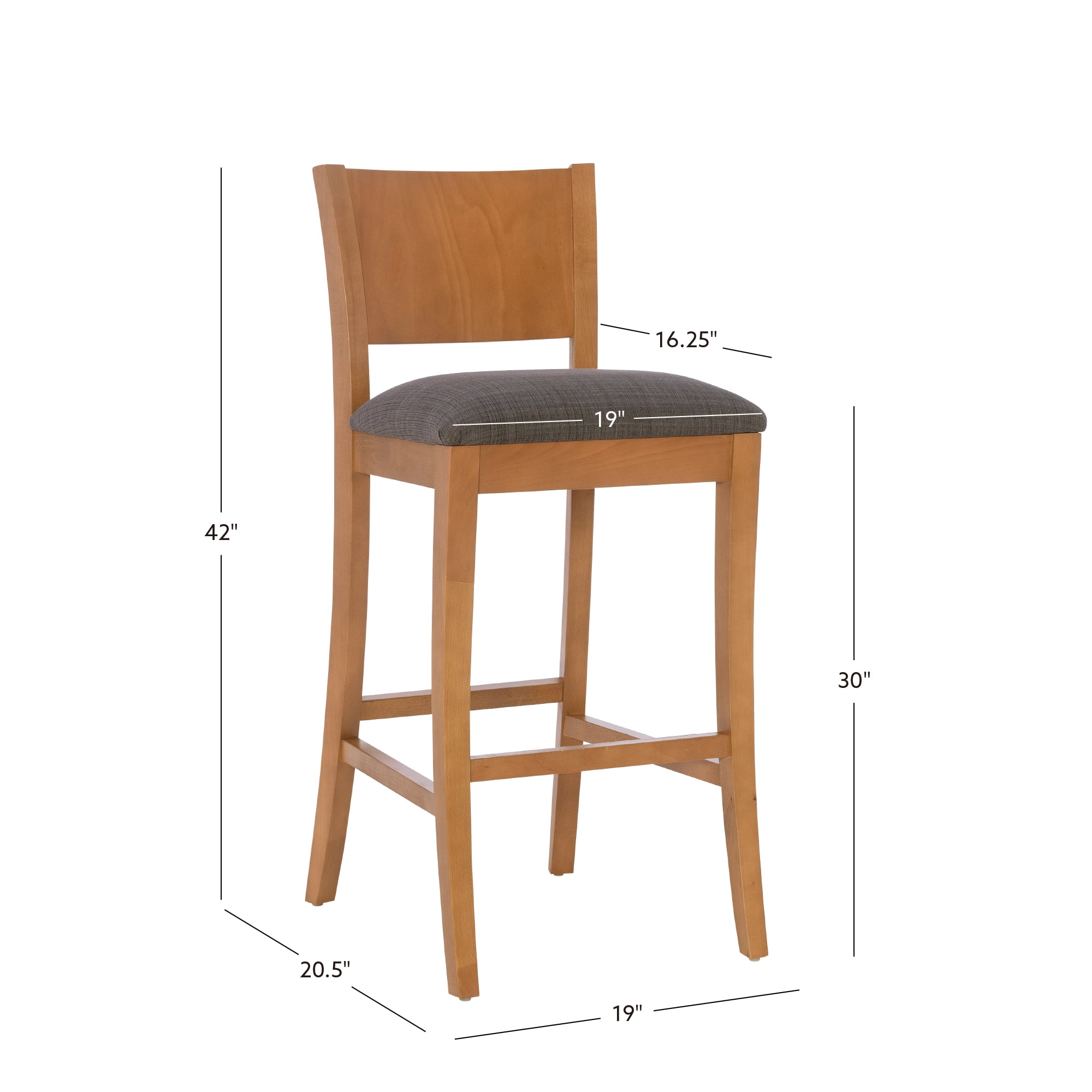 Linon Verica 30" Mid Back Barstools, Set of 2, Brown/Charcoal - Image 7