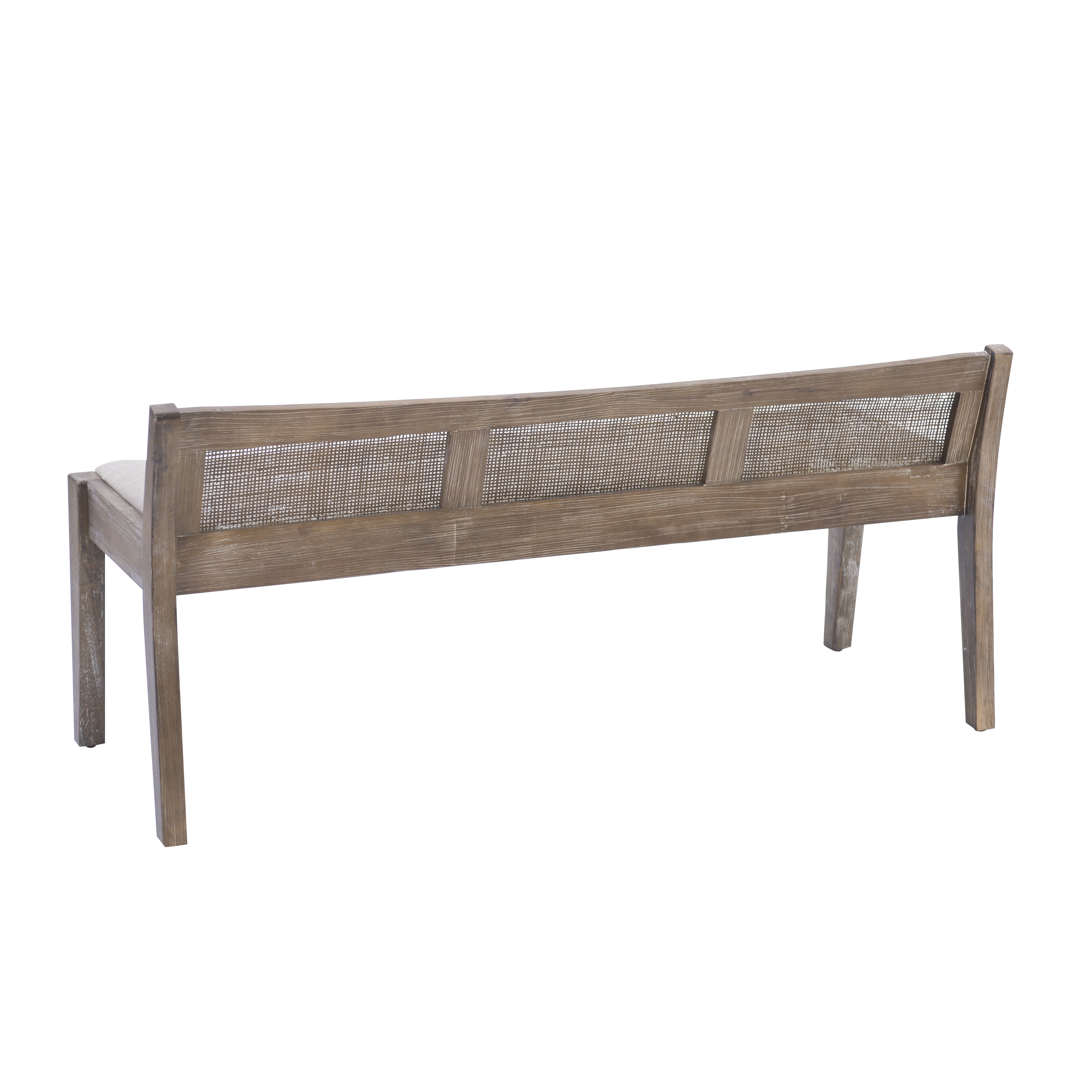 Powell Tramore Upholstered Bench with Rattan Cane Back, Mid Tone Brown/Beige - Image 6