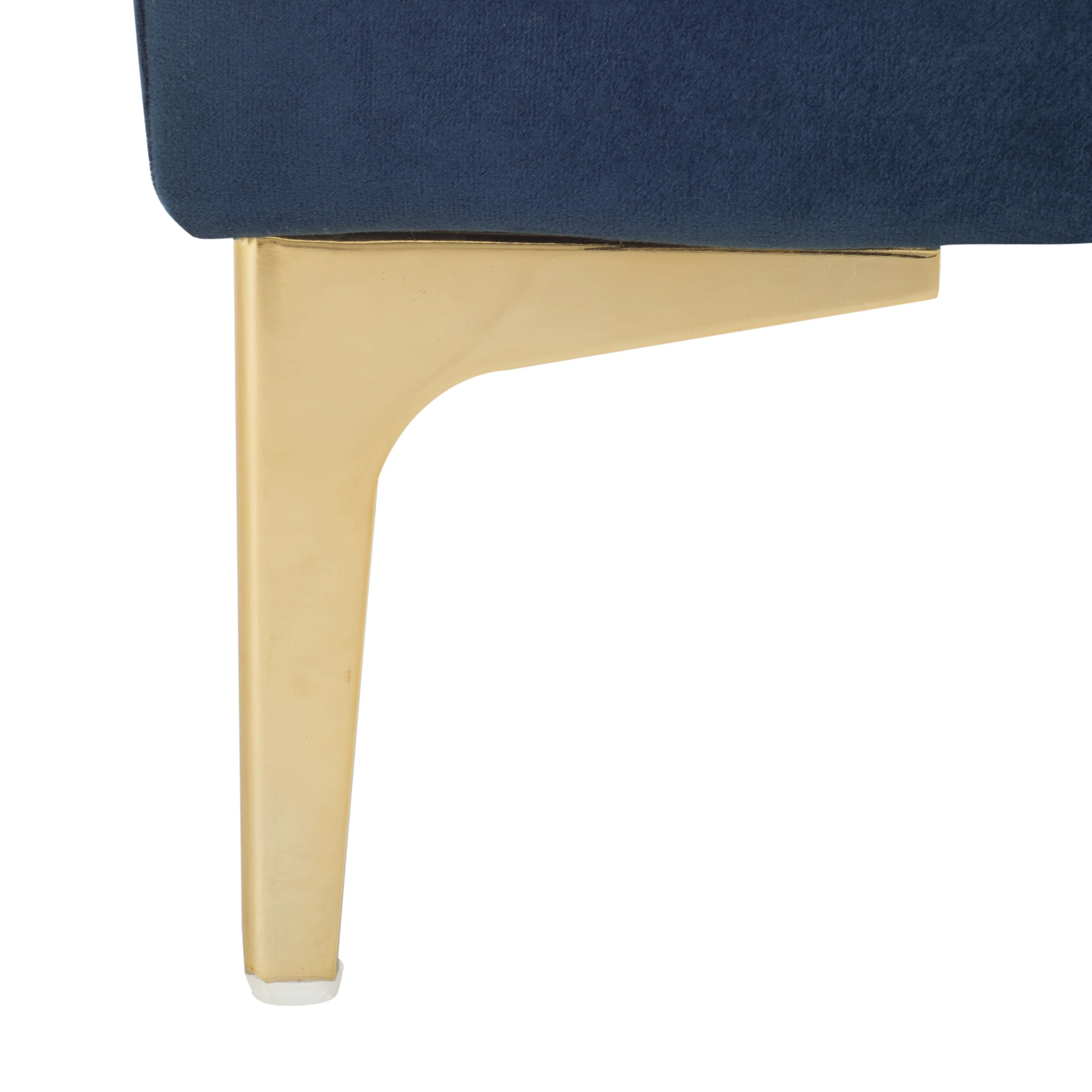 SAFAVIEH Zarya Modern Glam Rectangular Tufted Bench, Navy/Brass - Image 2