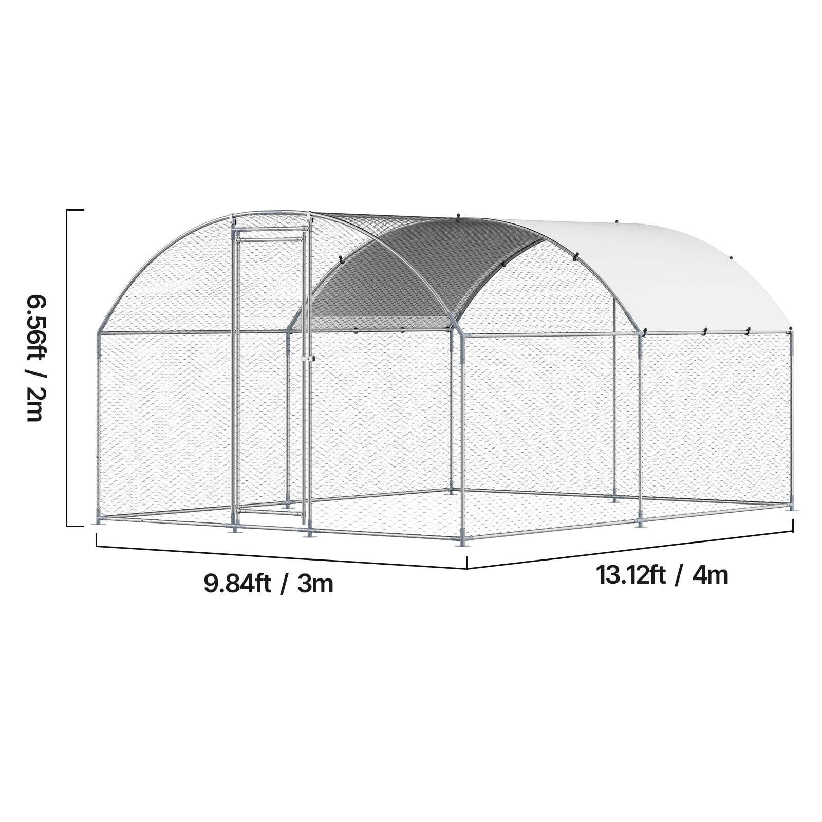 KFFKFF Metallic Poultry Enclosure, Dimensions 9.8x13.1x6.5 ft, Spacious Walk-in Design with Protective Cover, Dome-shaped Roof, Secure Locking Mechanism, Outdoor Cage for Ducks and Rabbits - Image 4
