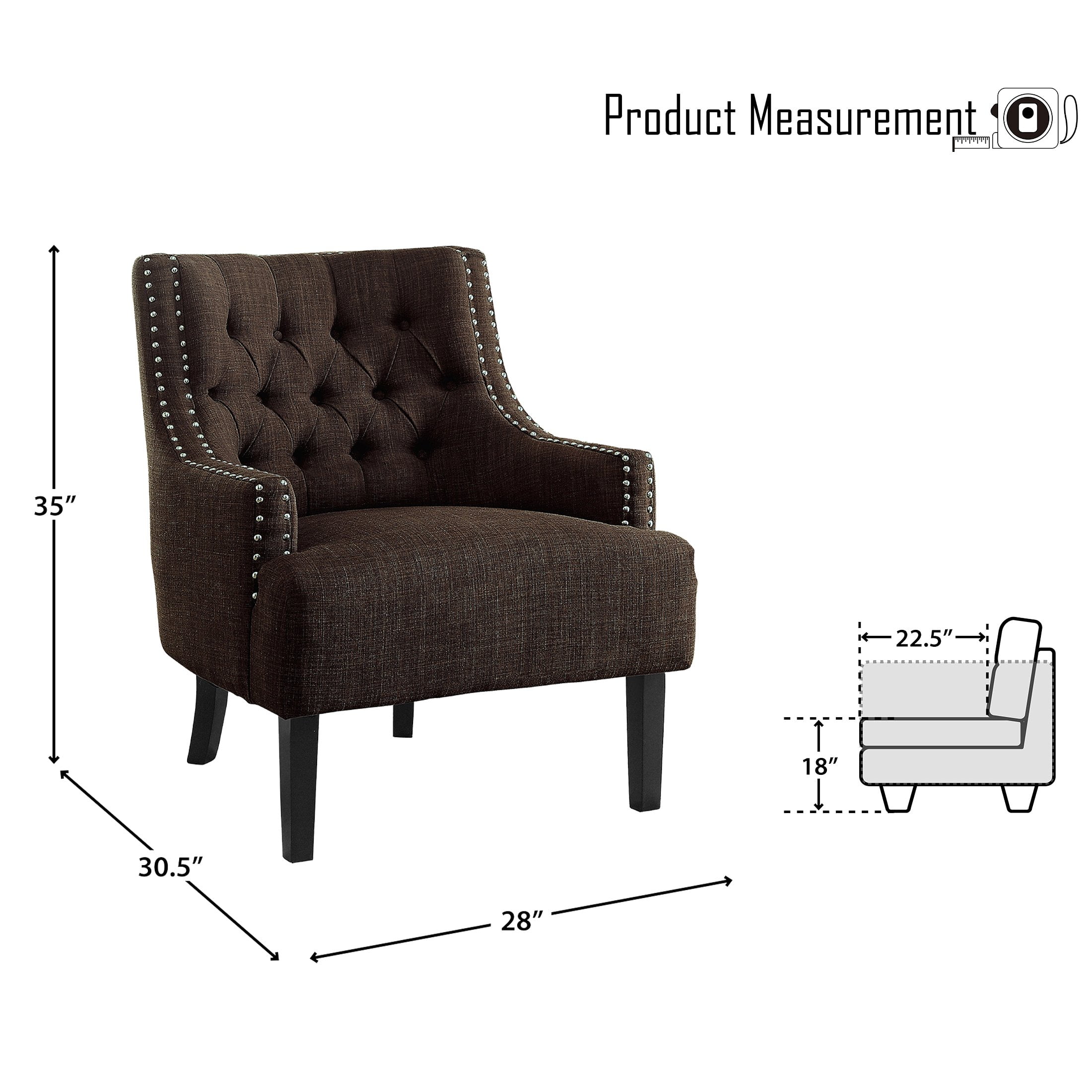 OakvillePark Vernonia Fabric Upholstered Accent Chair, Chocolate - Image 4