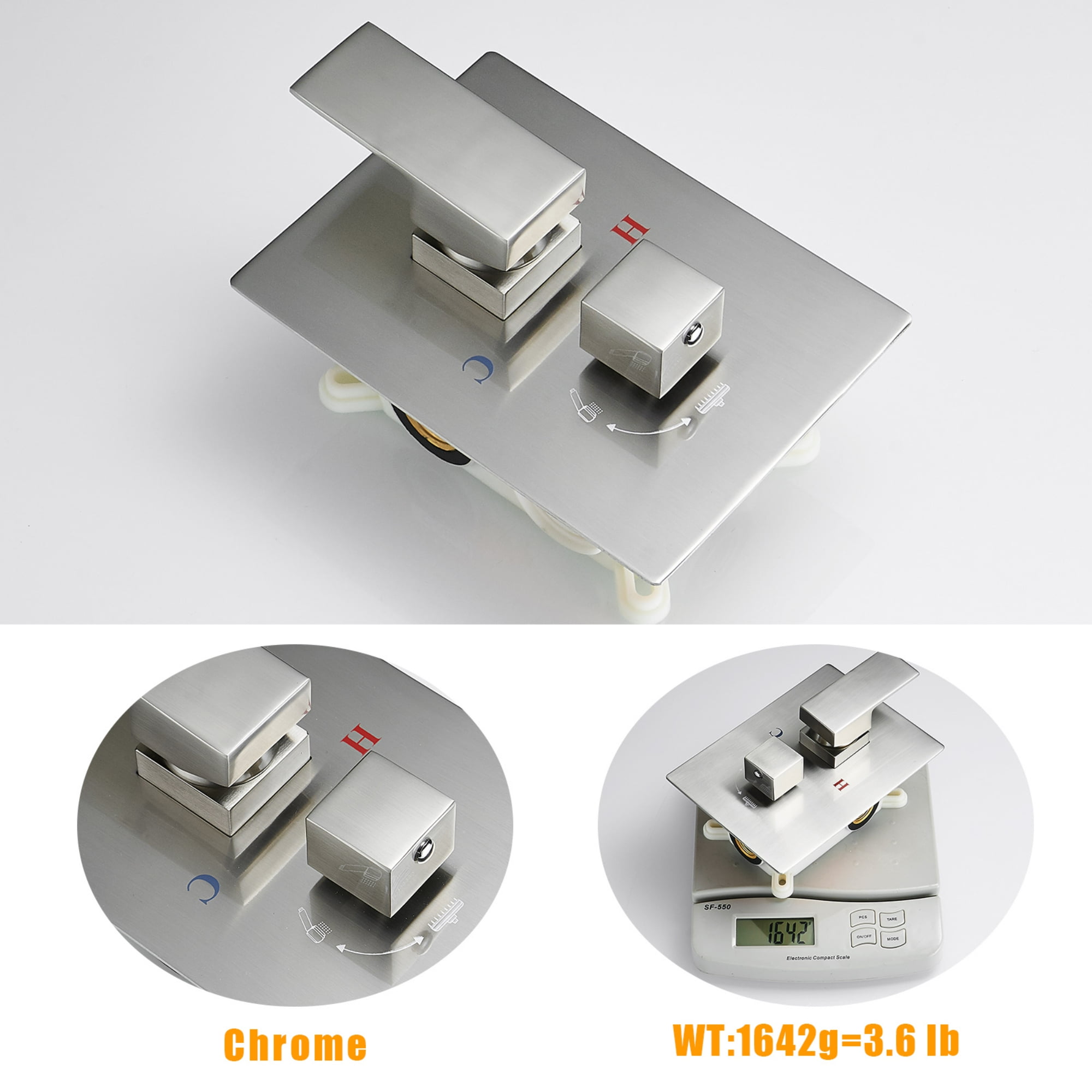 BESy Brushed Nickel Shower System with Adjustable Angle Slide Bar, 12 inch Rain Shower Head and Wand Wall Mounted, Rainfall Shower Faucet Fixture Combo Set - Image 2