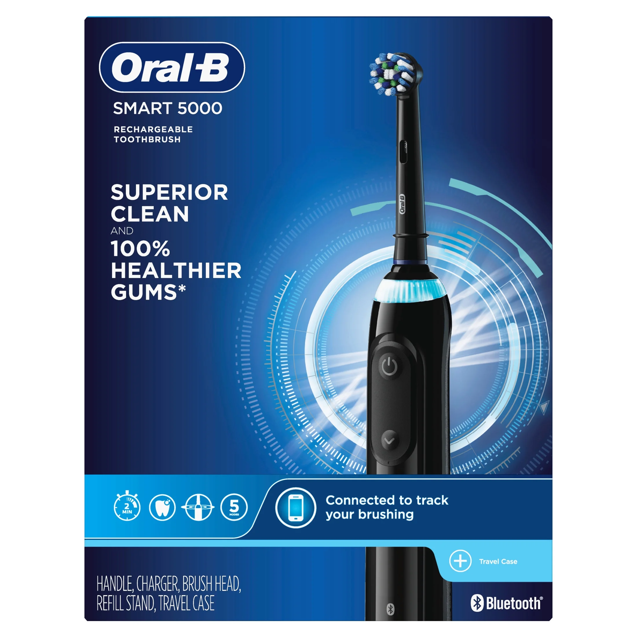 Oral-B Toothbrush, Pro 5000 Smartseries Power Rechargeable Electric Toothbrush with Bluetooth Connectivity - Black - Image 3