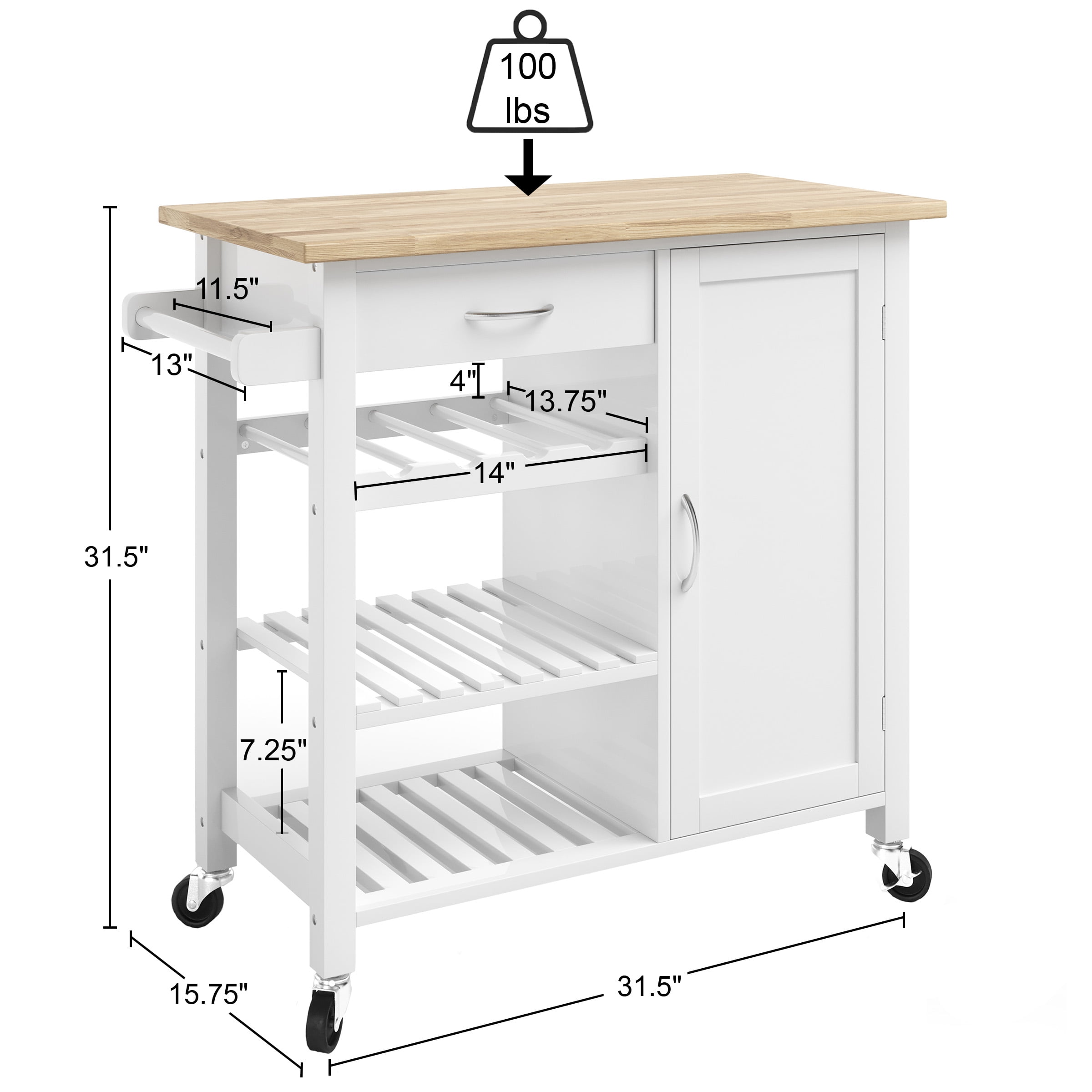Lavish Home Kitchen Island with Towel Rack and Shelves - Image 4