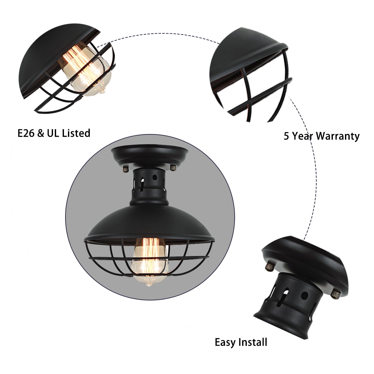 A Smile in the Mind Vintage 12” Ceiling Flush Mount Light with Glass Shade - Image 7