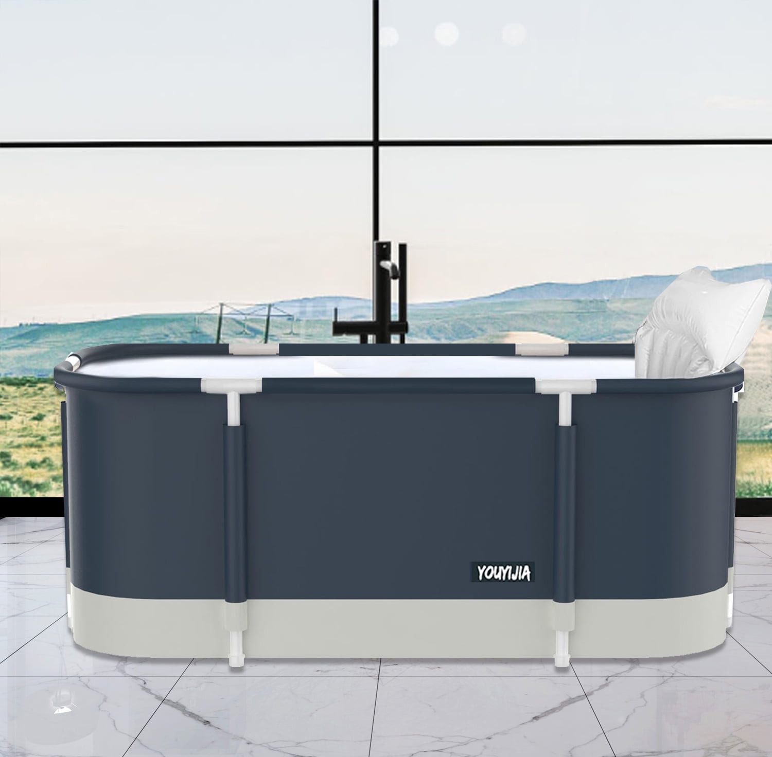 CAPRI MARATEA TR0072_IN, Blue+Beige Portable Ice/Hot Bathtub with Thermal Foam - Image 7