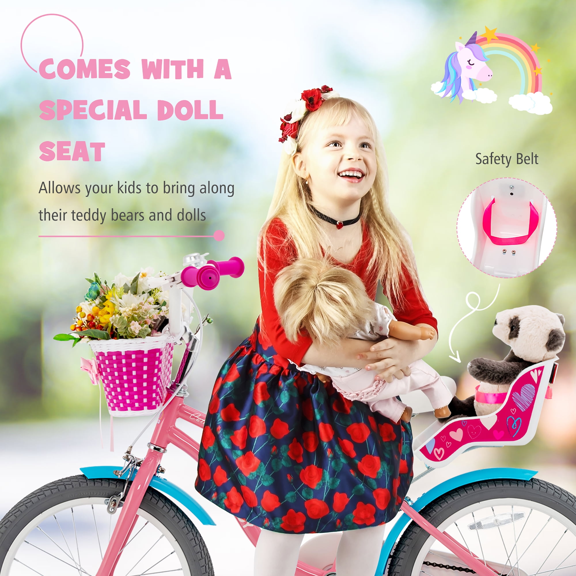 Honeyjoy 18 Inches Kids Bicycle with Training Wheels & Basket for Boys & Girls Age 5-9 Years - Image 5