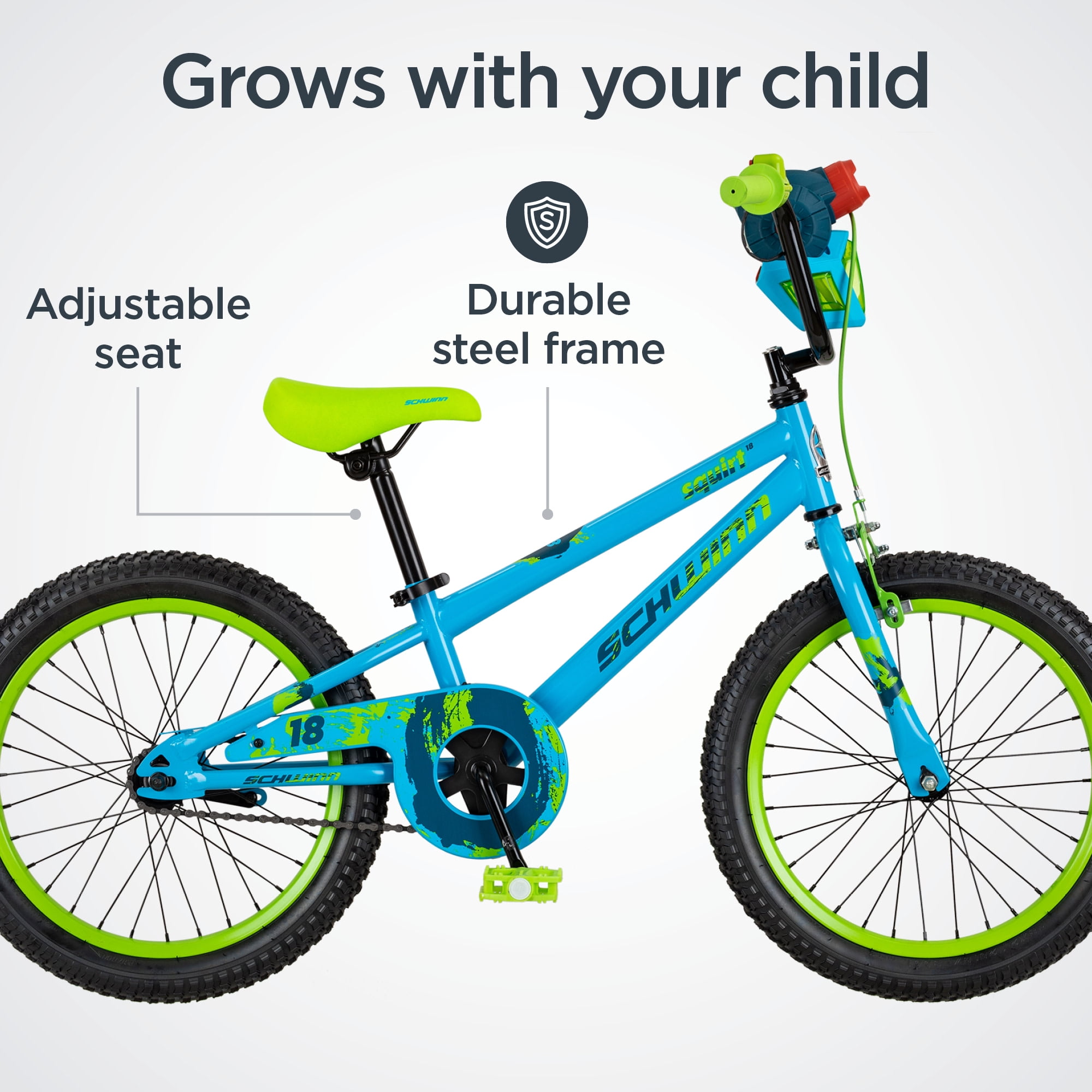 18" Schwinn Squirt Sidewalk Bike for Kids, Blue and Green, Kids Age 6-9 Years - Image 6