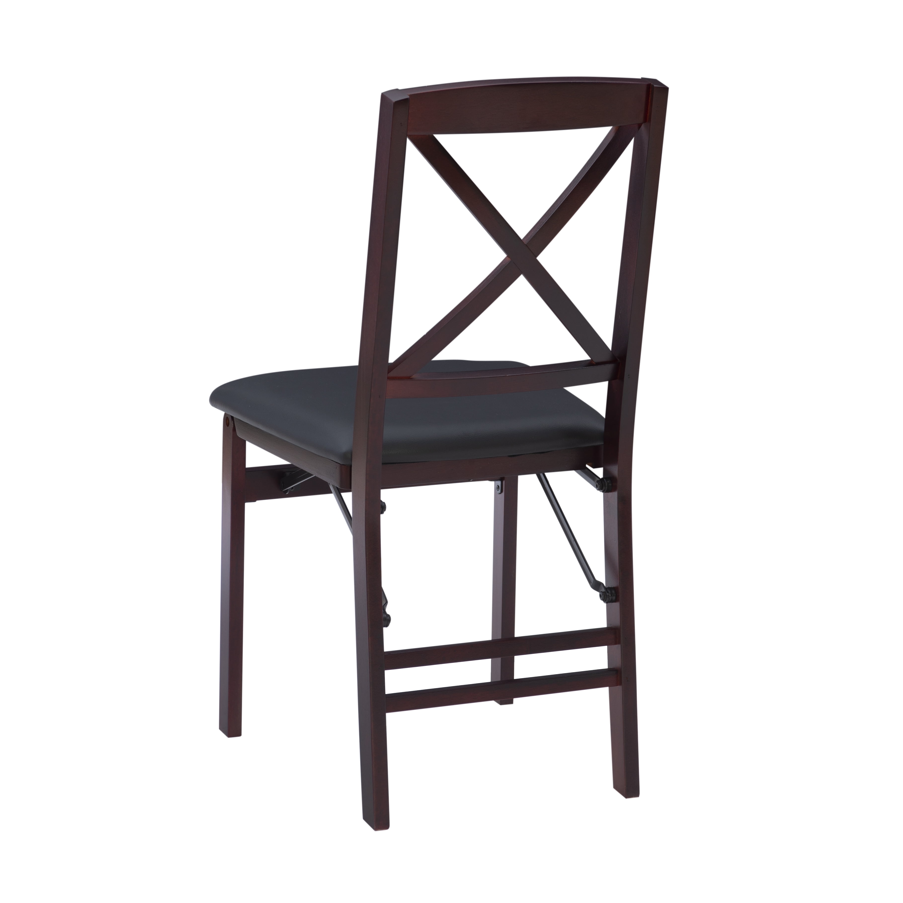 Linon Farrow Indoor Faux Leather Folding Chair with Cross-Back, Set of 2, Merlot/Dark Brown - Image 6