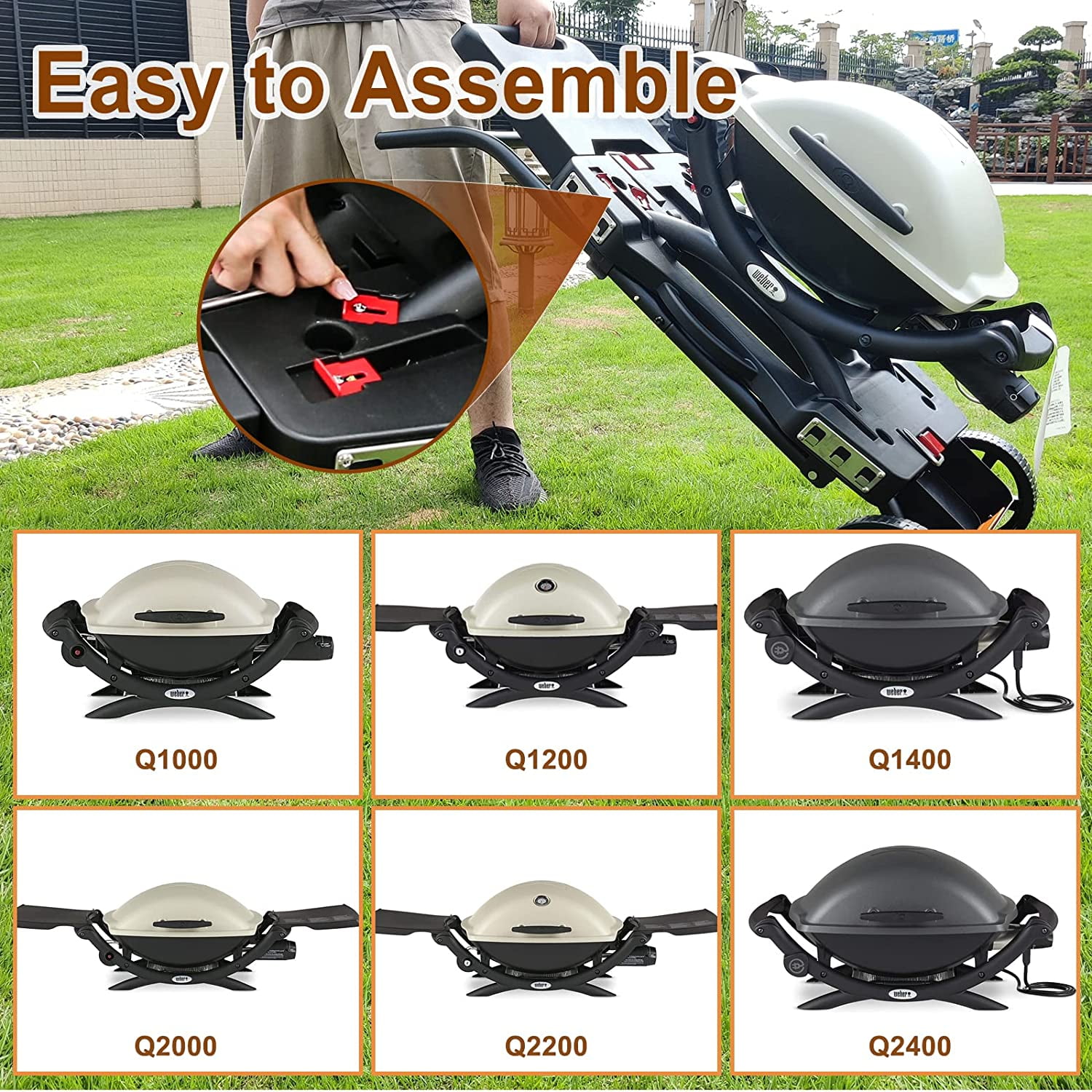 Portable Grill Cart for Weber Q1000, Q2000 Series Gas Grills and Blackstone 17” 22” Table Top Griddles, Portable Griddle Stand - Image 7