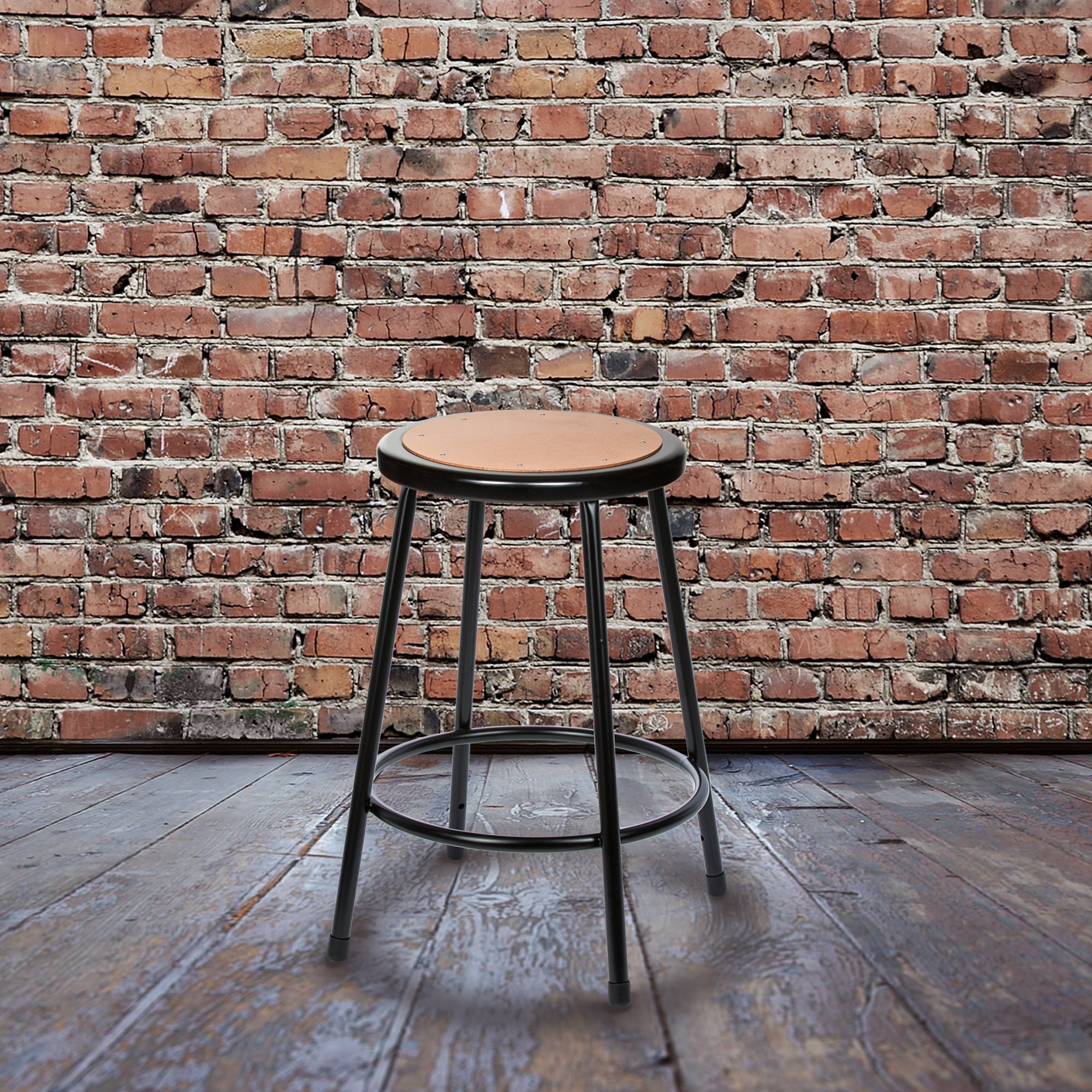 Hampden Furnishings Flynn Collection 24" Masonite/Steel Stool, Black, Pack of 2 - Image 2