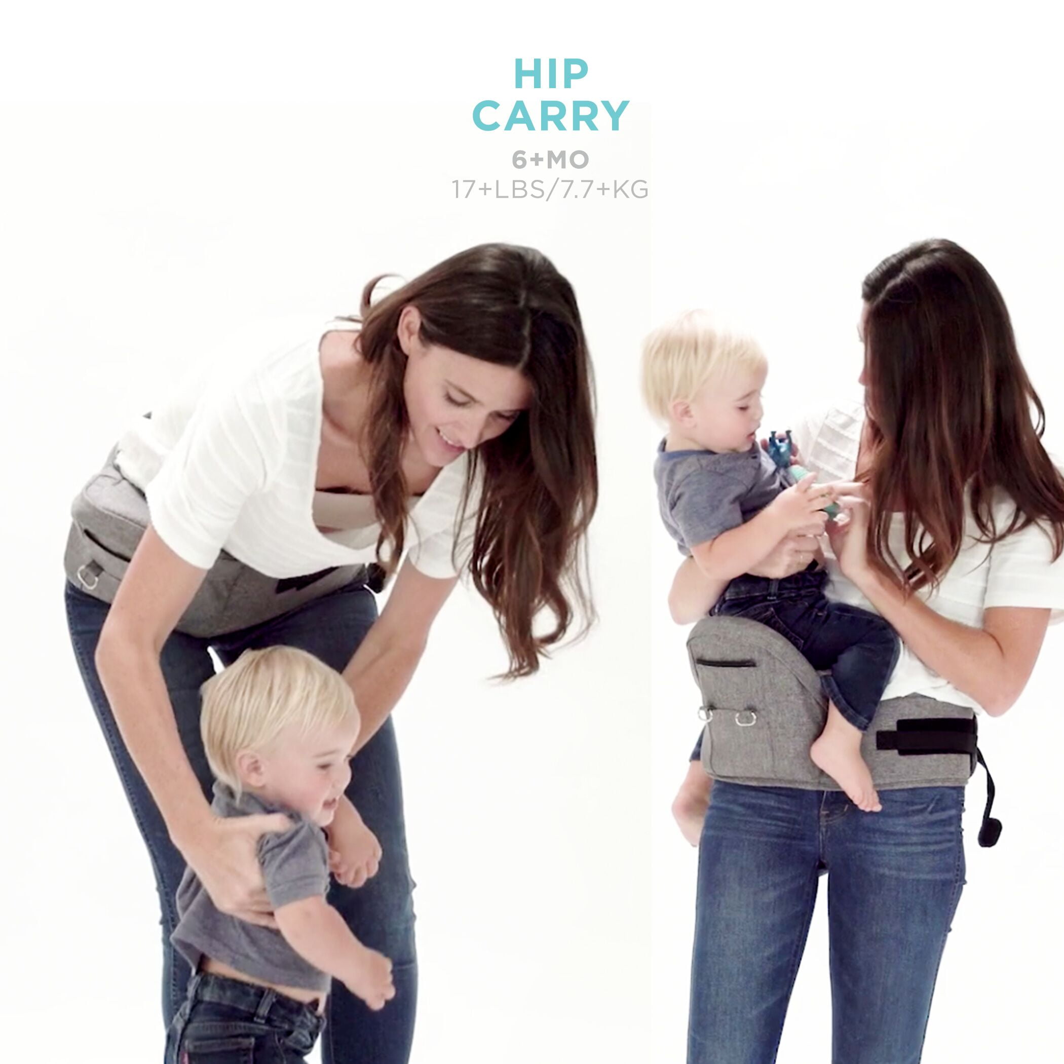 Moby Wrap 2-in-1 Baby Carrier + Hip Seat in Grey - Image 5