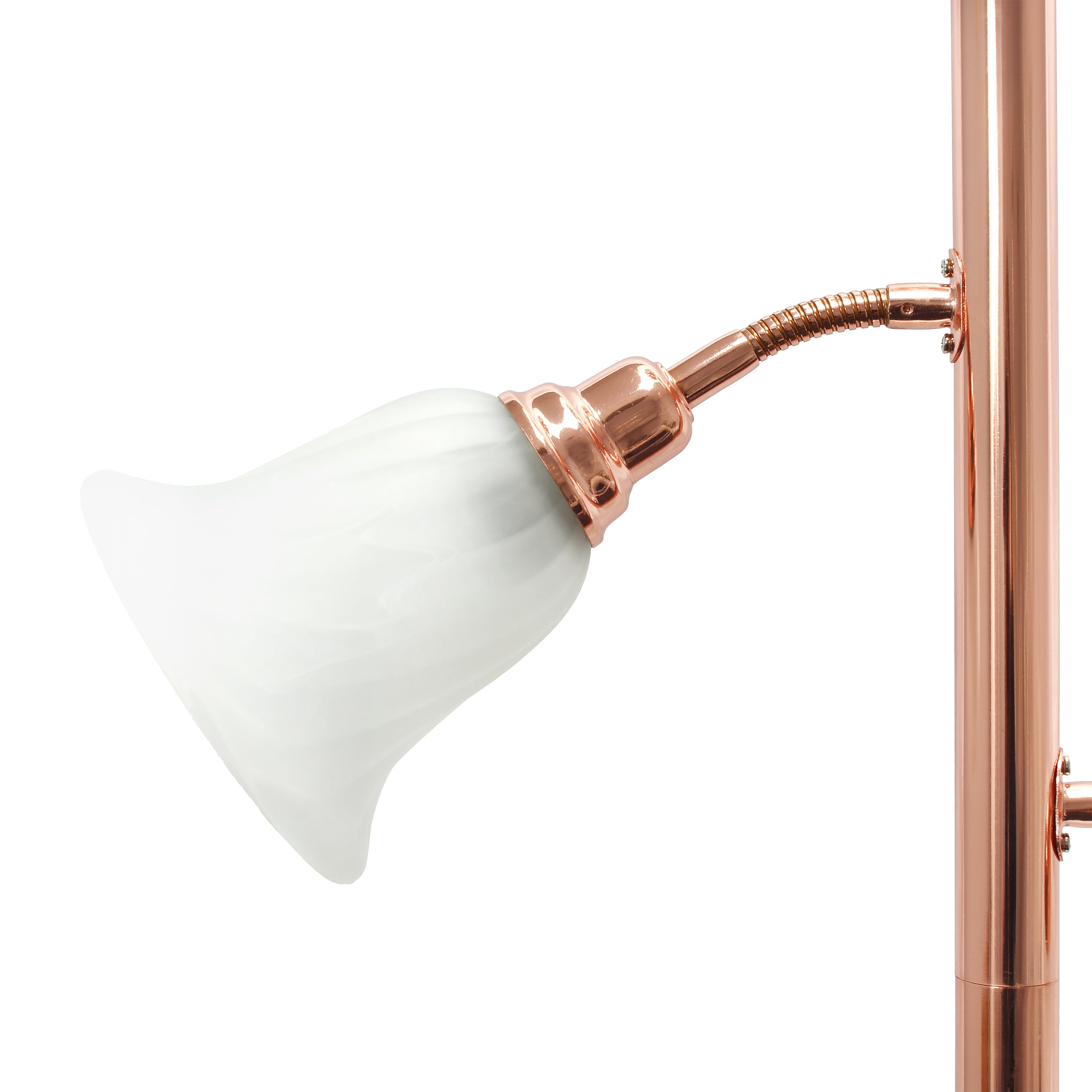 Elegant Designs 71" 3-Light Floor Lamp with White Scalloped Glass Shades, Rose Gold - Image 6