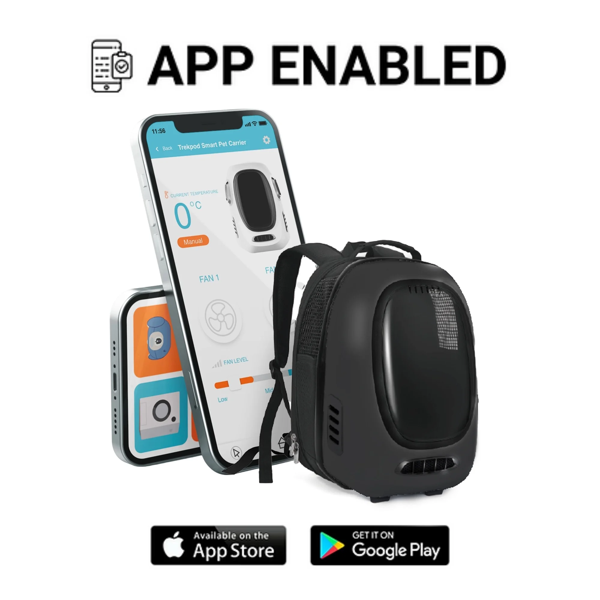 INSTACHEW Trekpod Smart Pet Carrier with Breathable Fan for Cats and Small Dogs for Walk Outdoors for Hike Up to 17lbs, Comfortable Ventilated Hard-Sided Cat Carrier Travel Backpack, App-Enabled,Black - Image 10