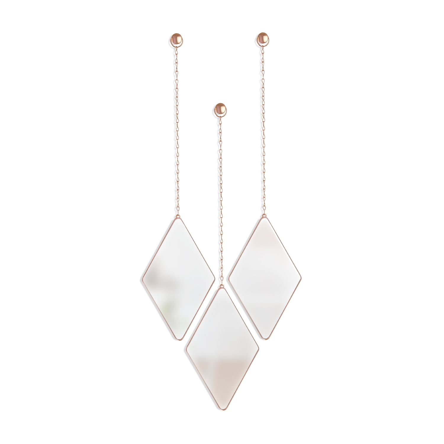 Umbra Dima Diamond Hanging Wall Mirrors 11.25 x 7" Set of 3 Copper - Image 8