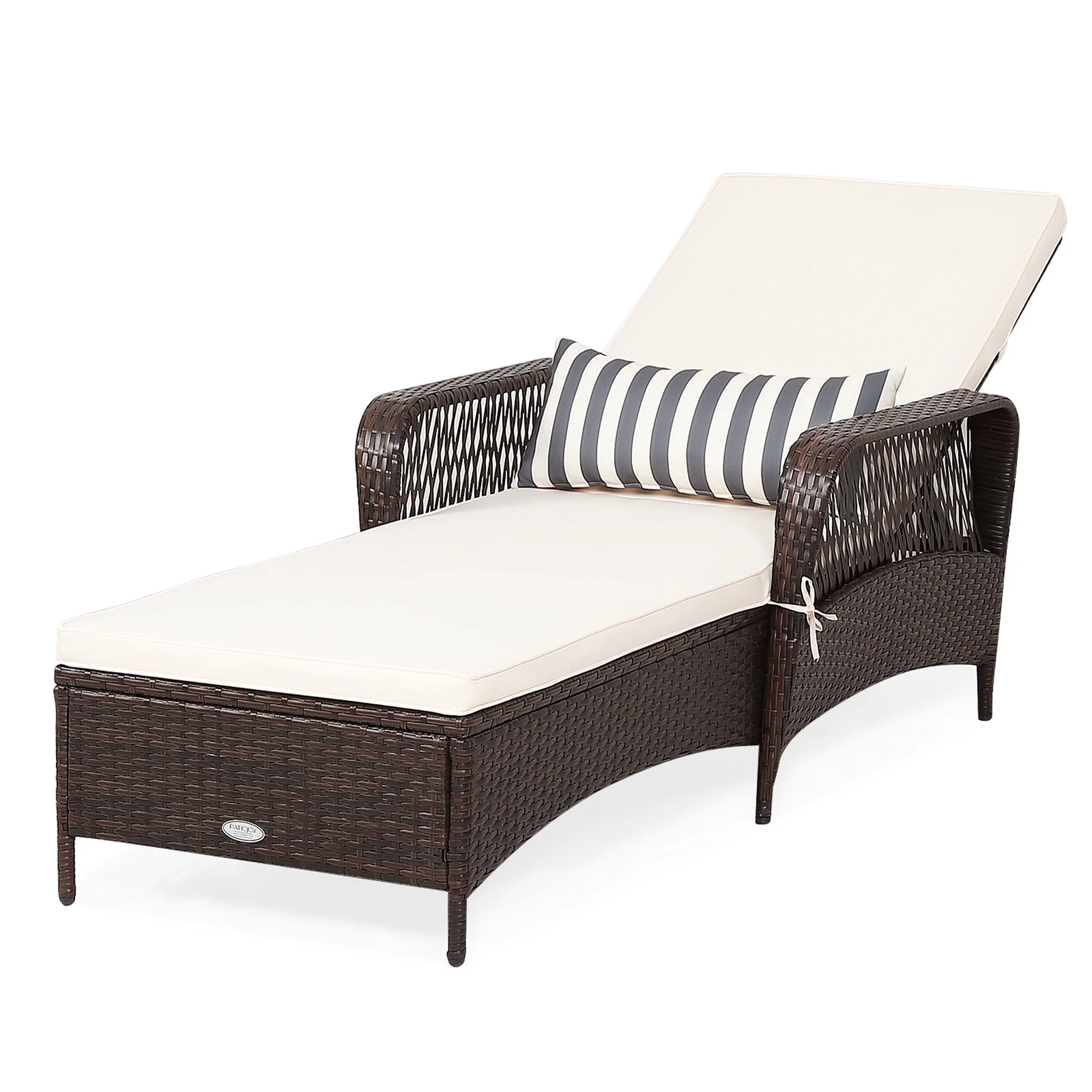 Gymax Rattan Patio Lounge Chair Chaise w/ Adjustable Backrest Cushion & Pillow - Image 6