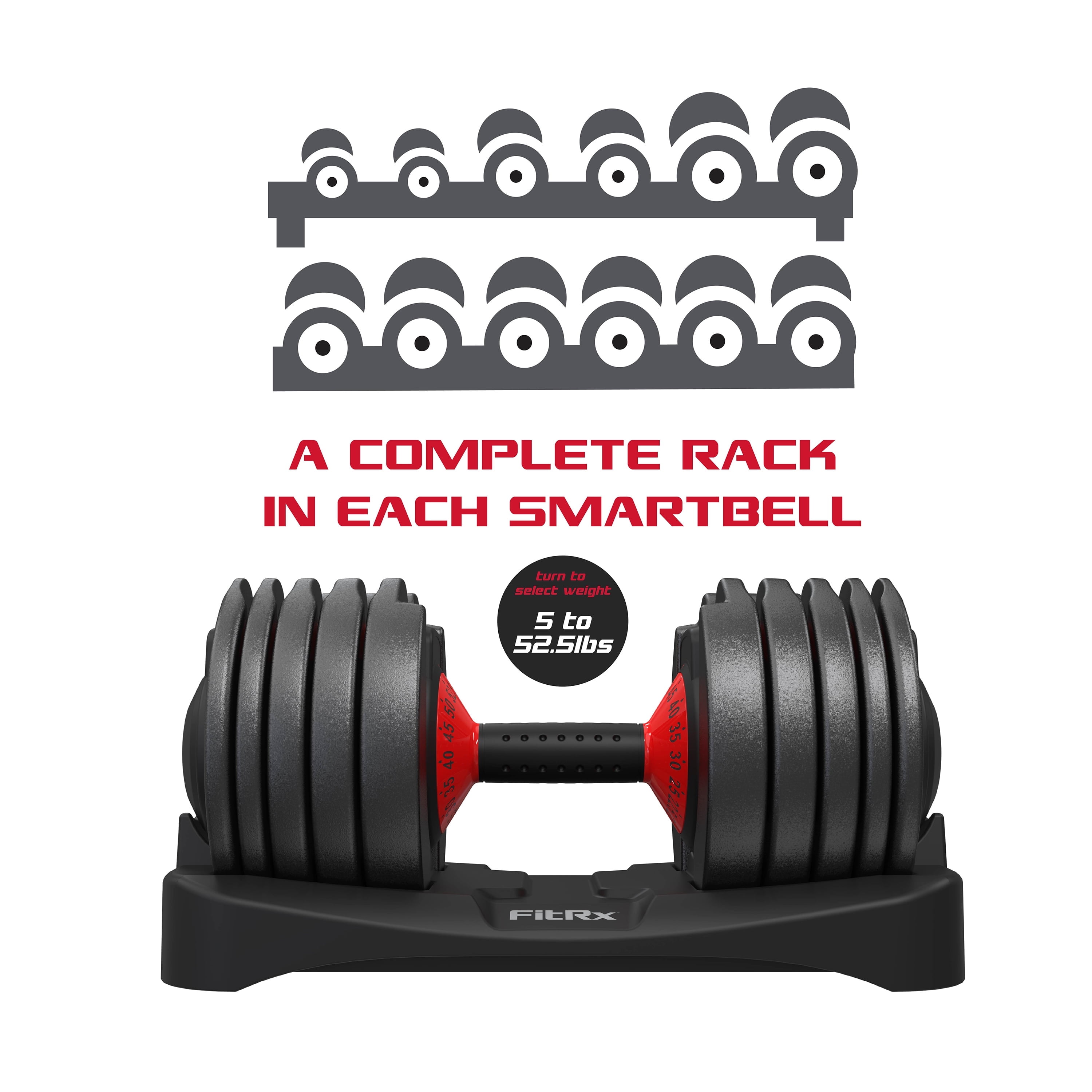 FitRx SmartRack and SmartBells Set, Dumbbell Weight Rack Stand with Two Quick-Select 5-52.5lbs Adjustable Dumbbells - Image 14