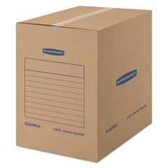 SmoothMove Basic Moving Boxes Large, Regular Slotted Container RSC, 18" x 18" x 24", Brown Kraft/Blue, 15/Carton - Image 2
