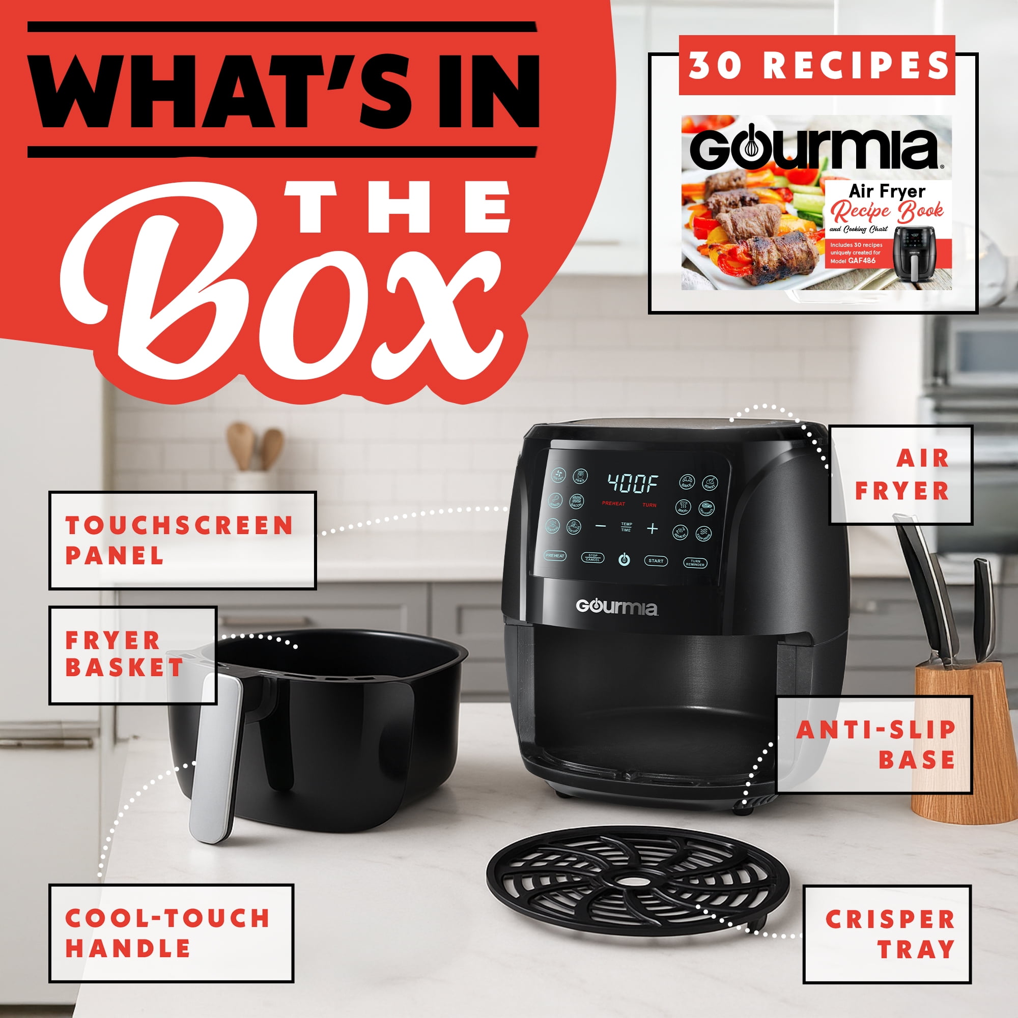 Gourmia 4 Qt Air Fryer, 12 Presets, Digital Display, FryForce 360°, Compact, Black - Image 7