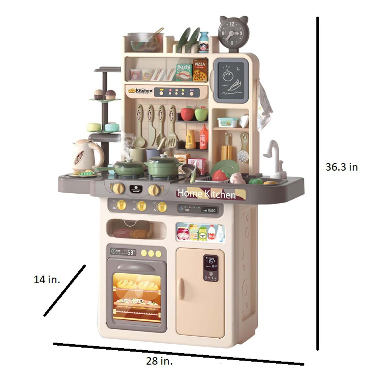 Kitchen Set for Kids 87 Pcs Gray, Big Modern Kitchen Set for Toddlers VALESSATI +3 Years - Image 7