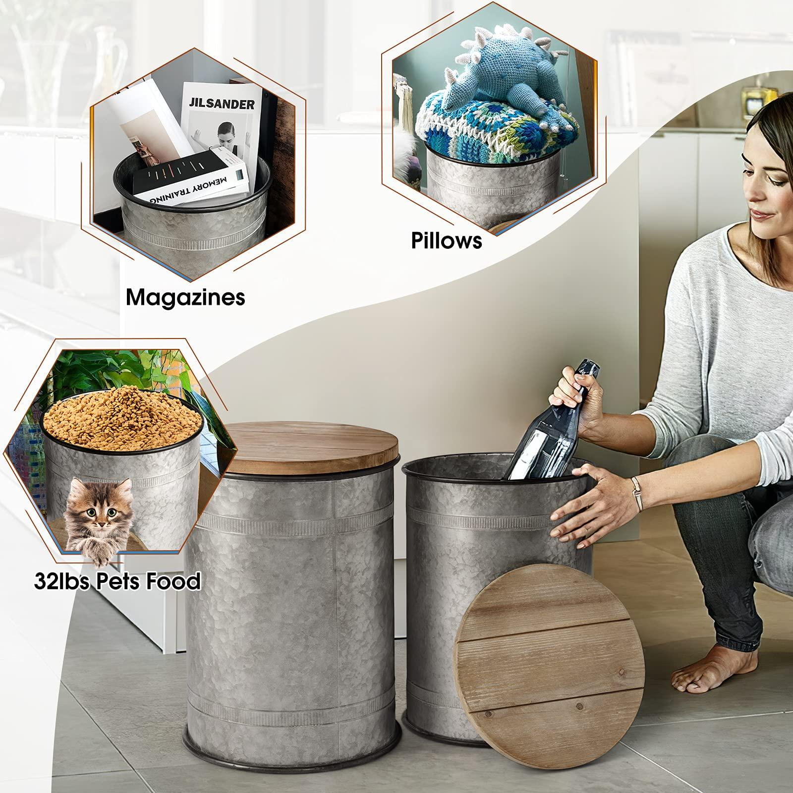 Oneinmil Set of 2 Rustic End Table, Farmhouse Coffee Table with Large Storage Space for Living Room, Bedroom, Gray - Image 7