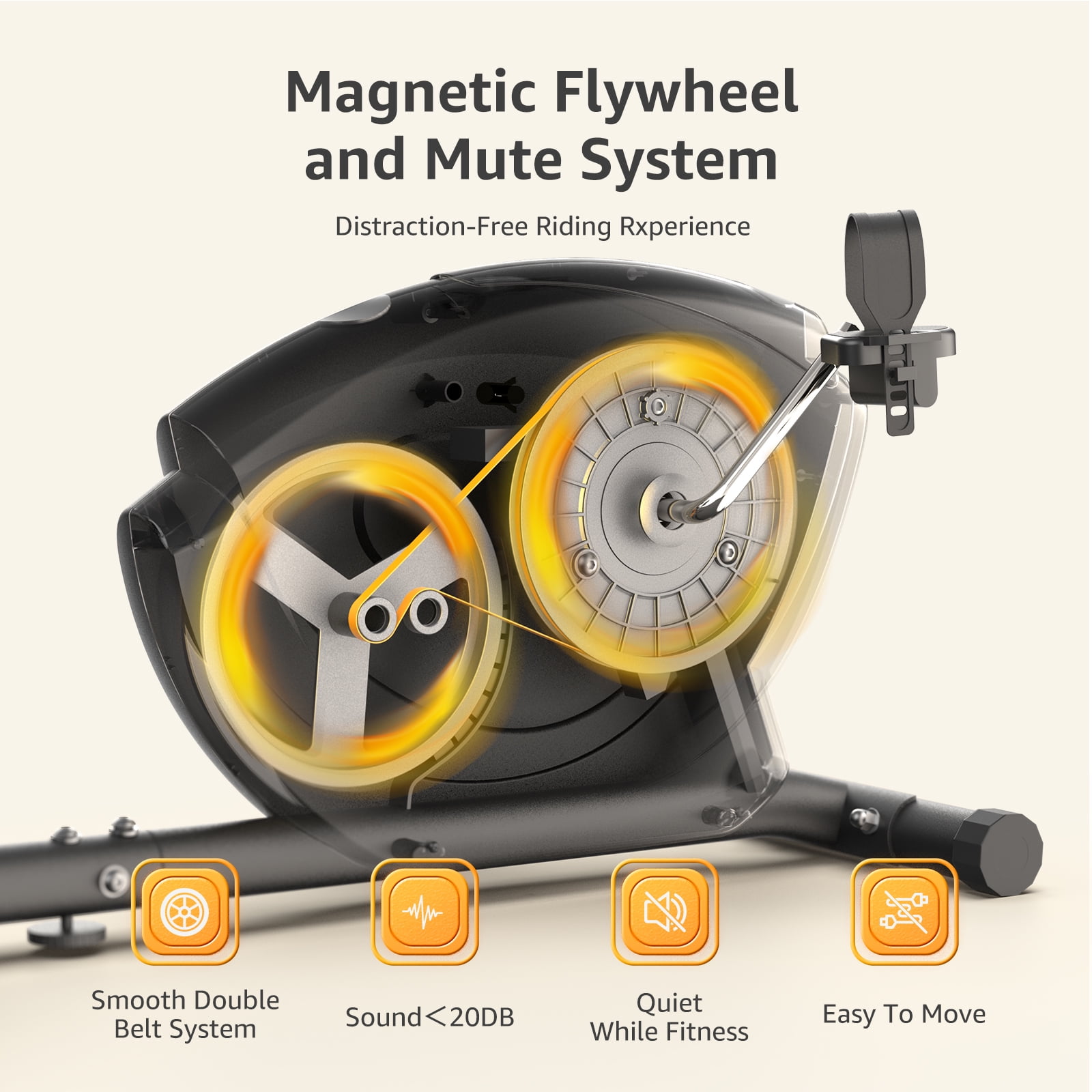 Upgo Recumbent Exercise Bike for Adults Seniors - Indoor Magnetic Cycling Recumbent Gym Bicycle for Home Workout - Image 2