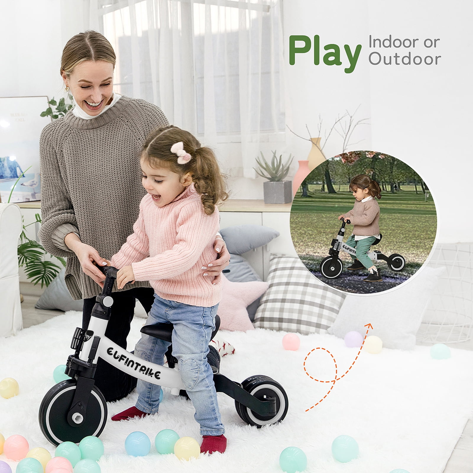 Besrey 5 in 1 Toddler Tricycle for 1-5 Years Old Boys Girls, Kids Trike for Balance Training, Baby Bike Frame 24.2 in, Blue - Image 6